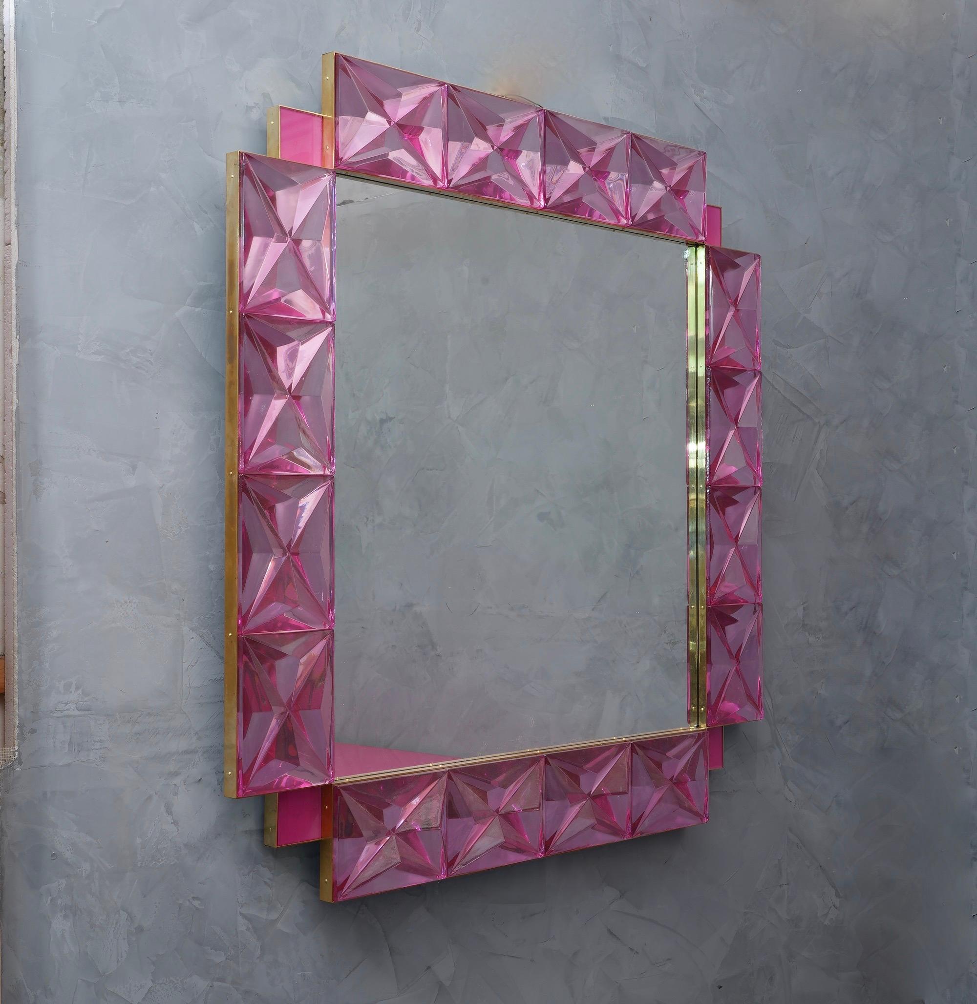 pink glass mirror