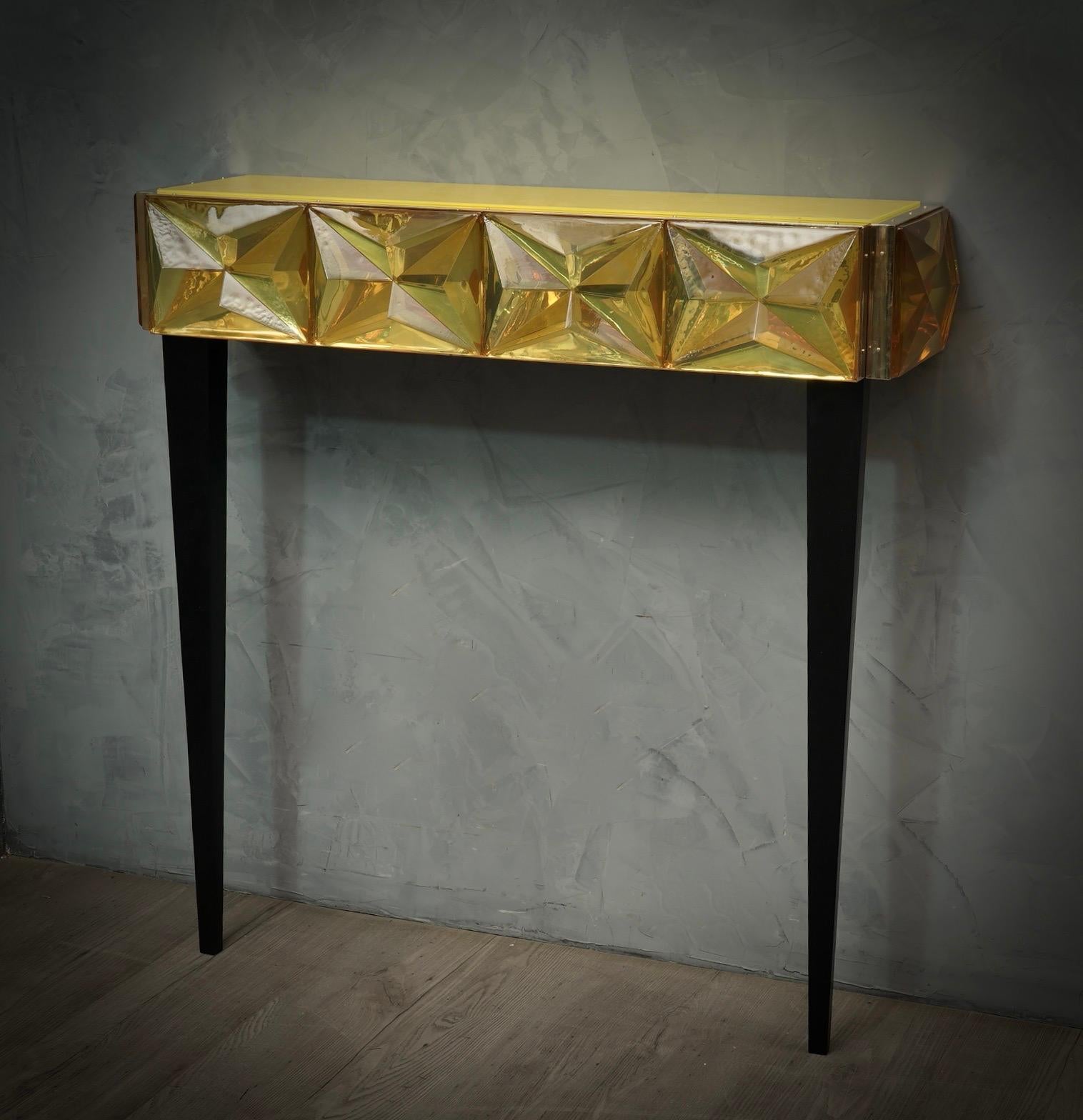 Murano Lively Yellow Art Glass Italian Modern Console, 2020 For Sale 2