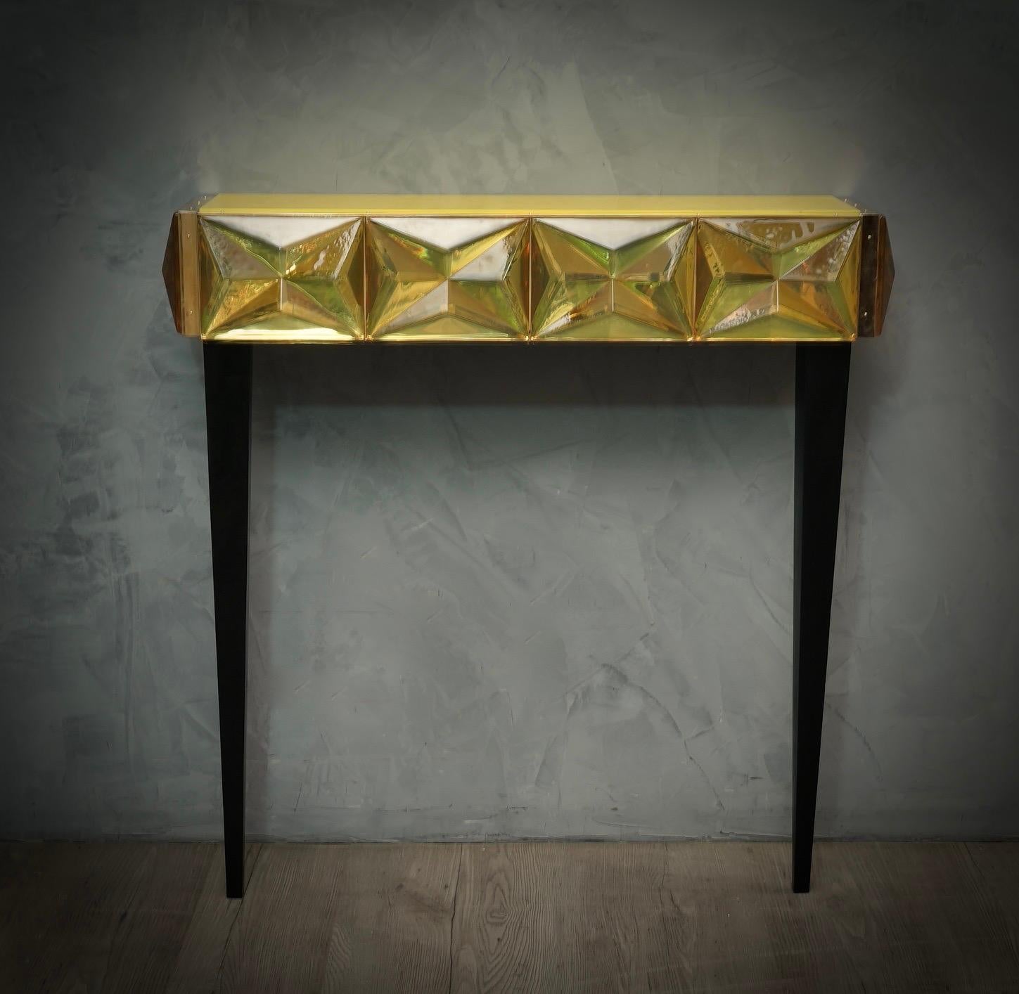 Murano Lively Yellow Art Glass Italian Modern Console, 2020 For Sale 3
