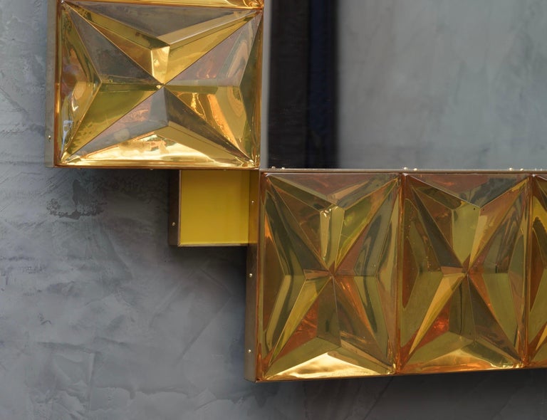 Murano Lively yellow Art Glass Italian Modern Wall Mirror, 2020 For