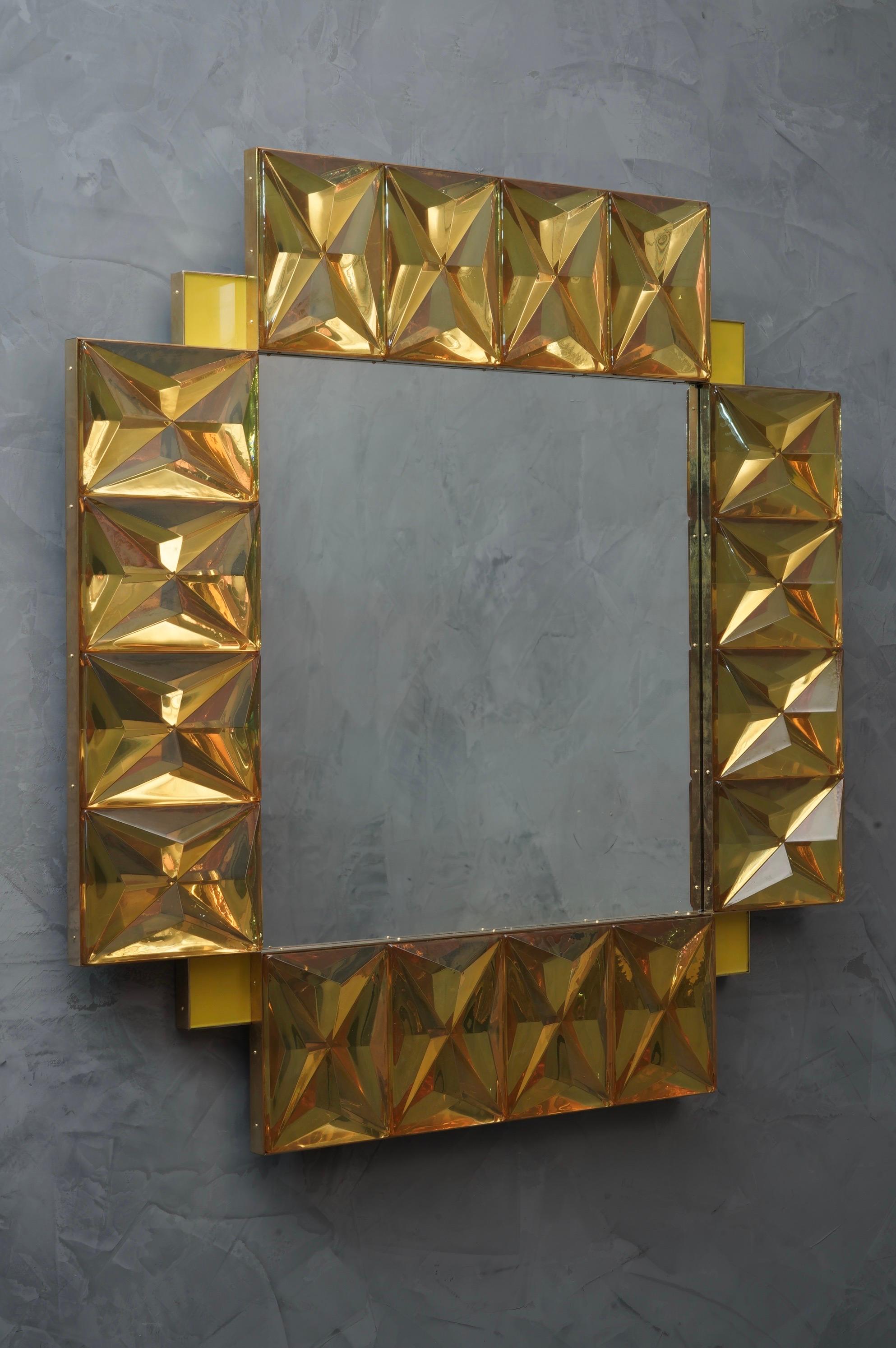 Murano Lively yellow Art Glass Italian Modern Wall Mirror, 2020 2