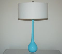 Murano Long Neck Glass Table Lamps by Seguso in Blue