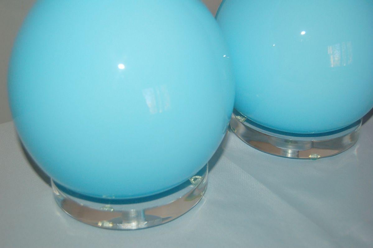 Lámparas de mesa de cristal de Murano de cuello largo de Seguso en azul Italiano en venta