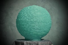 Murano Lunar Globe Art glass Round Water Green Color Floor / Table Lamp, 2020