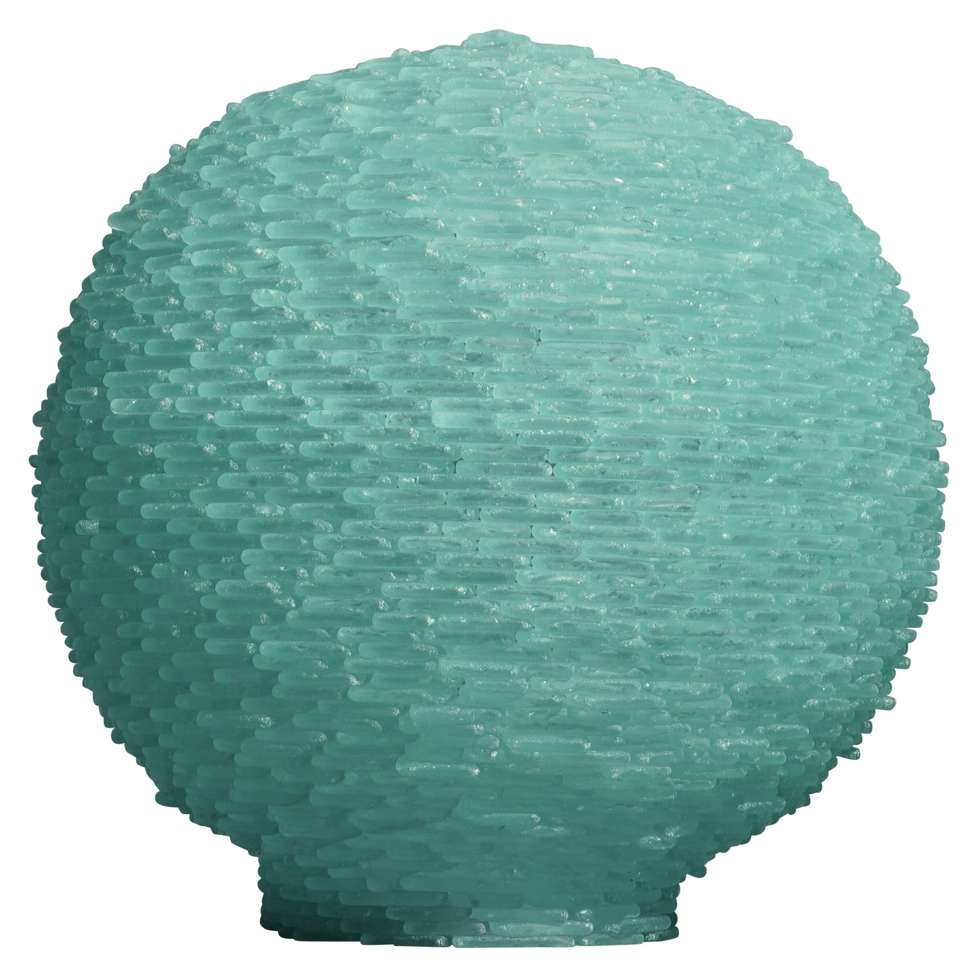 Murano Lunar Globe Art glass Round Water Green Color Floor / Table Lamp, 2020