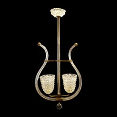 Murano Lyre Crystal Poles & 2 Rostrato Cams Pendant Light