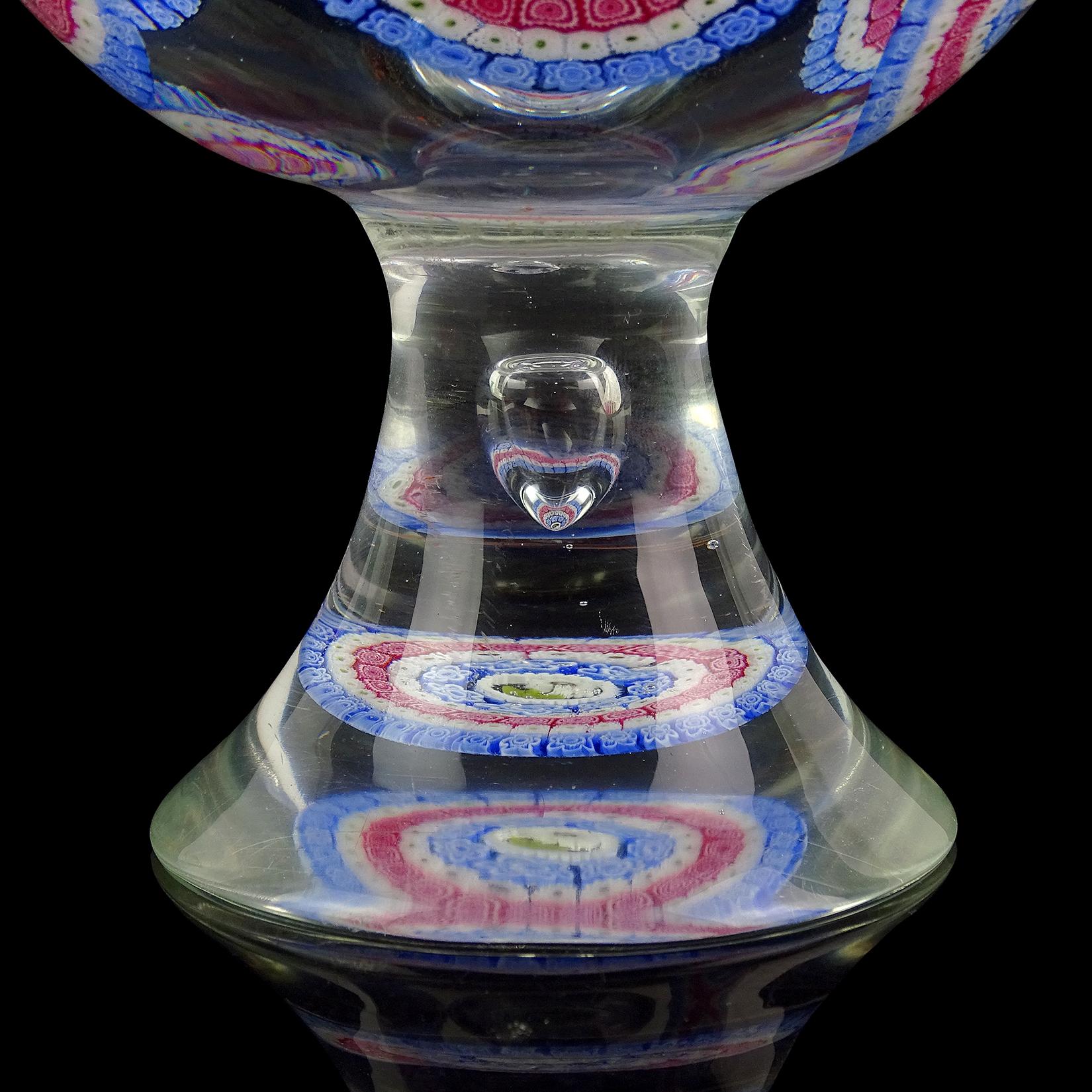Murano Mandala Millefiori Flower Mosaic Italian Art Glass Footed Bowl Vase 2