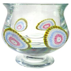 Murano Mandala Millefiori Flower Mosaic Italian Art Glass Footed Bowl Vase