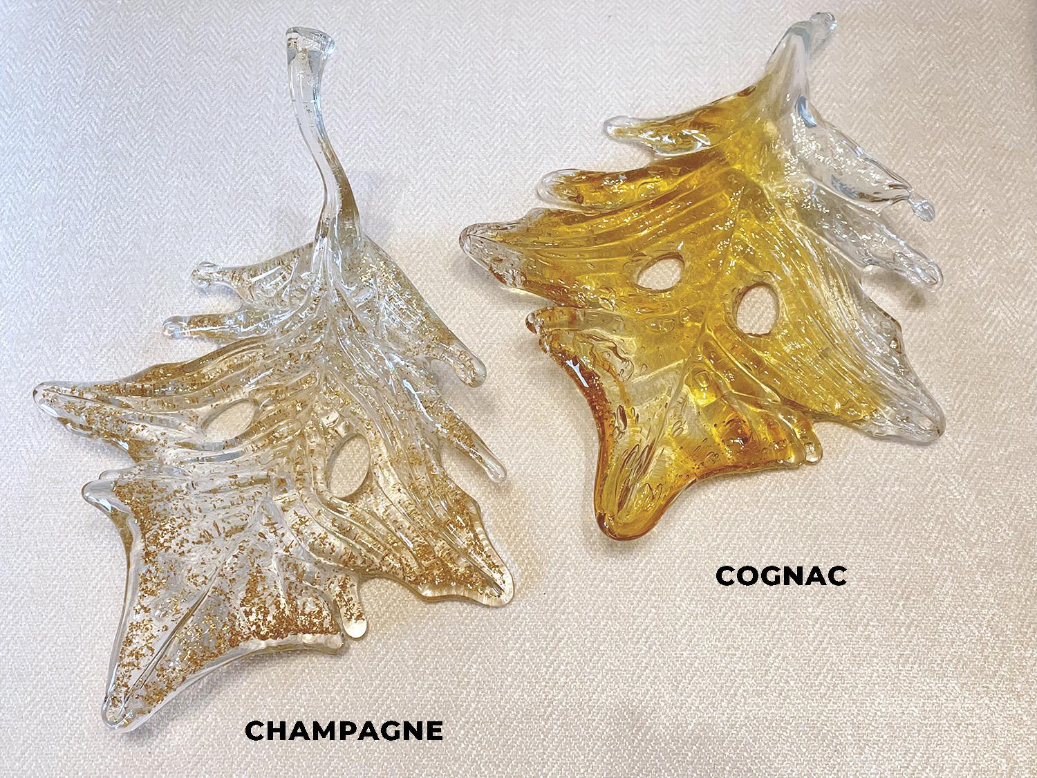 Contemporary Murano Maple Leaves Chandelier in Cognac Glass Color. Multiple Design options. For Sale