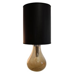 Murano Mazzega Glass Lamp by Carlo Nason with Silk Lampshade, 1980s Near Mint