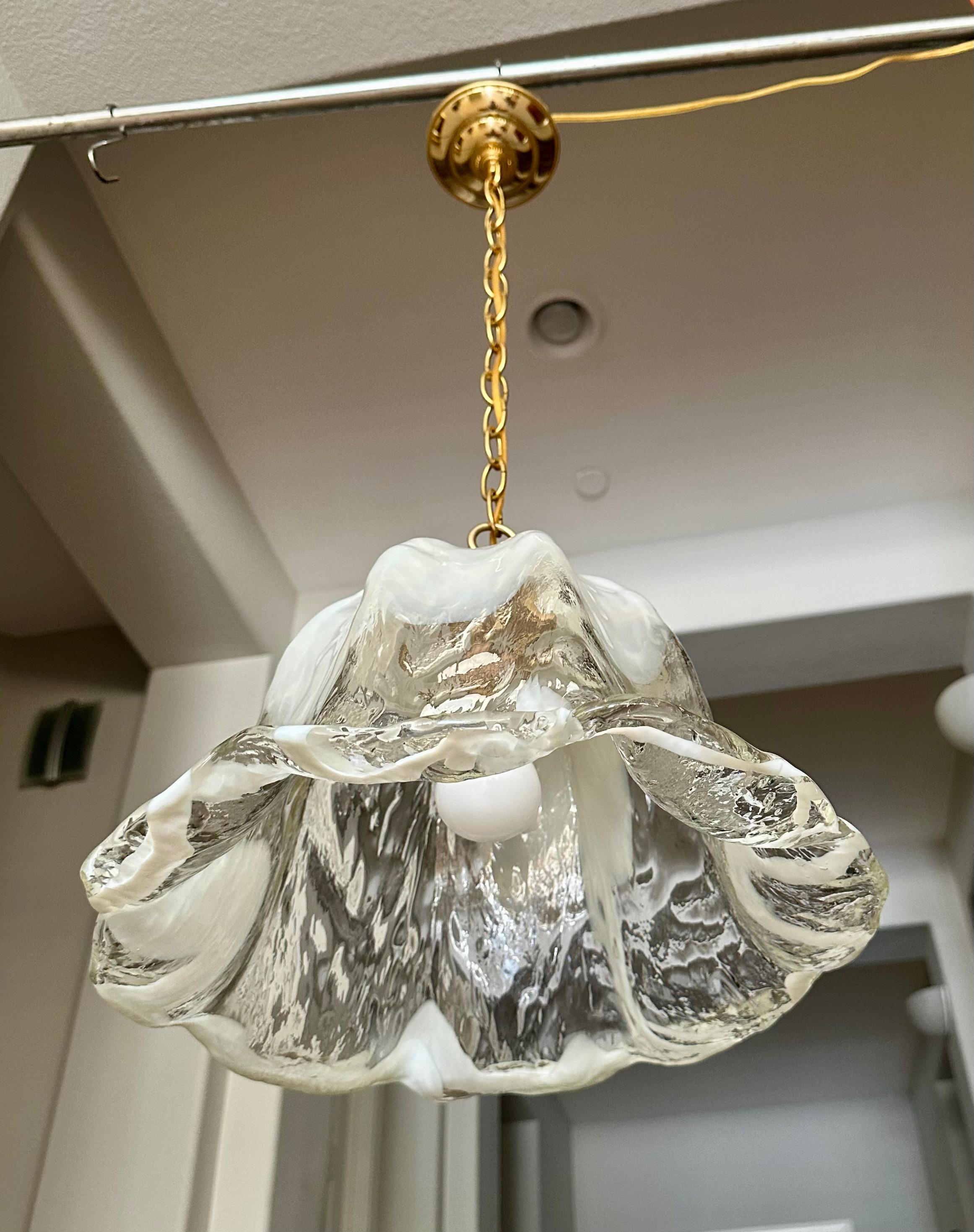Murano Mazzega Glass Tulip Shaped Chandelier or Pendant For Sale 4