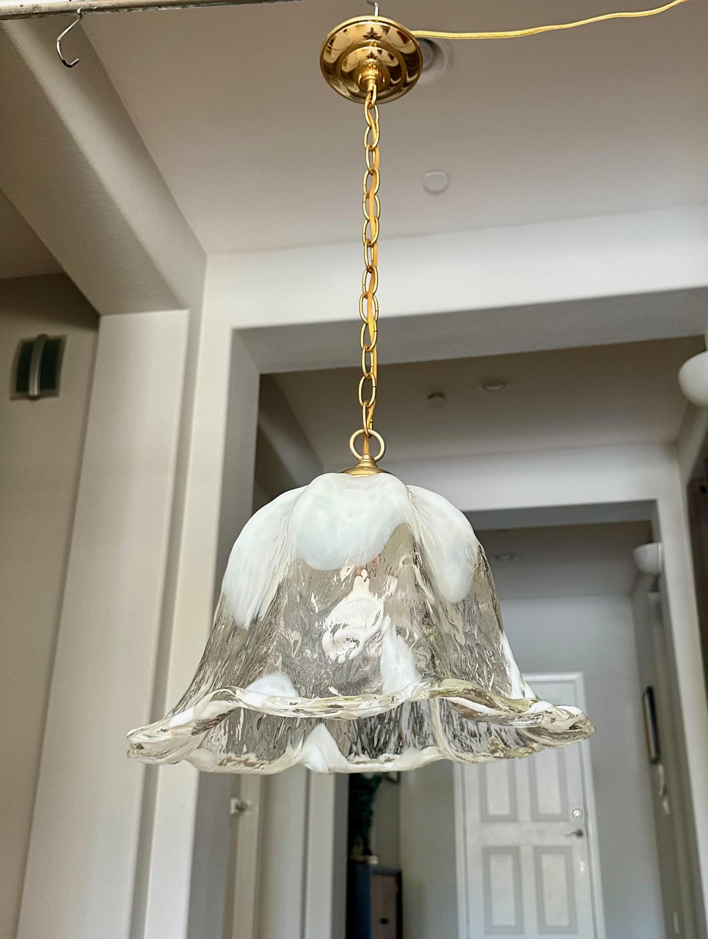 Murano Mazzega Glass Tulip Shaped Chandelier or Pendant For Sale 5