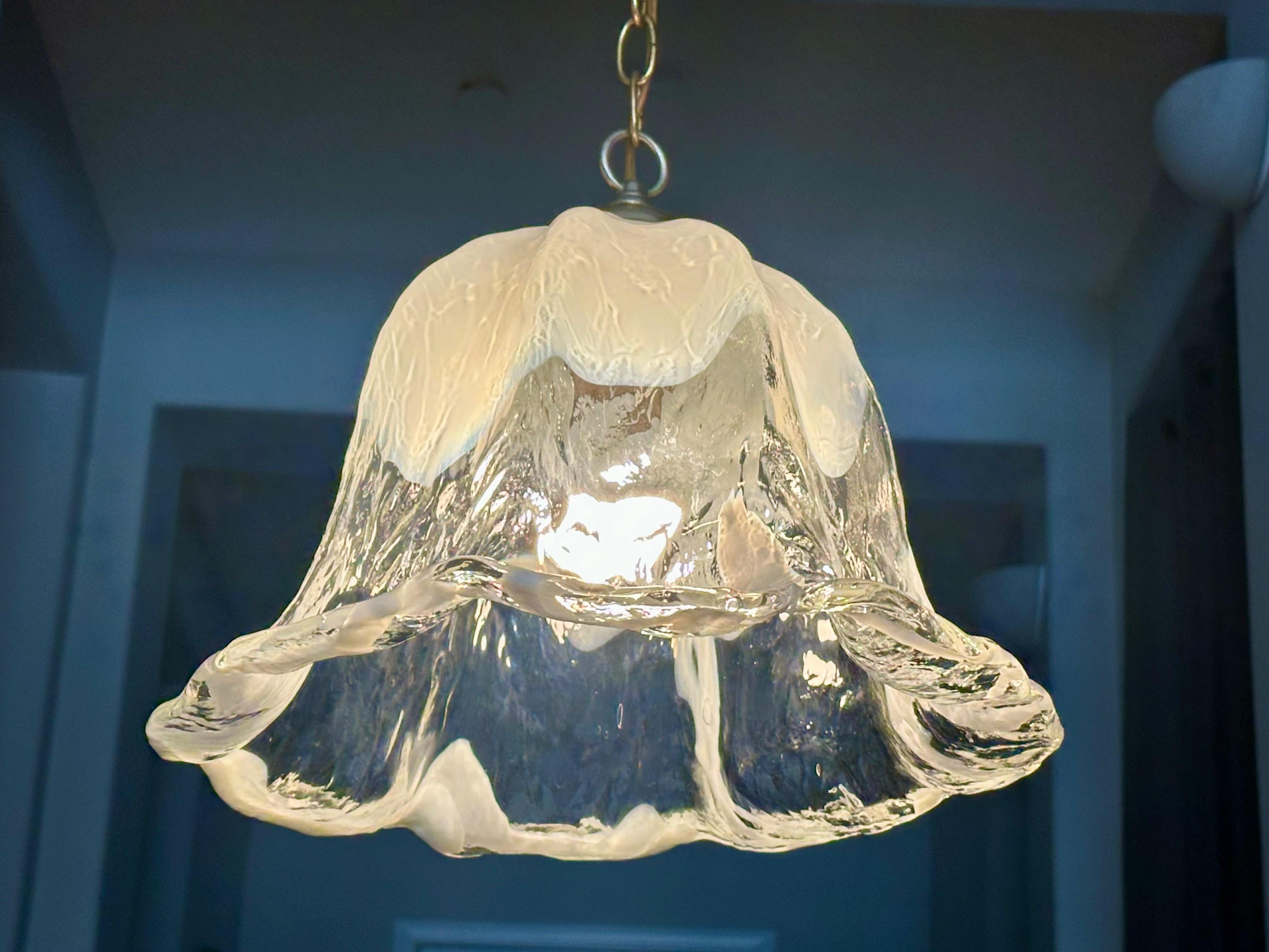 Murano Mazzega Glass Tulip Shaped Chandelier or Pendant For Sale 11