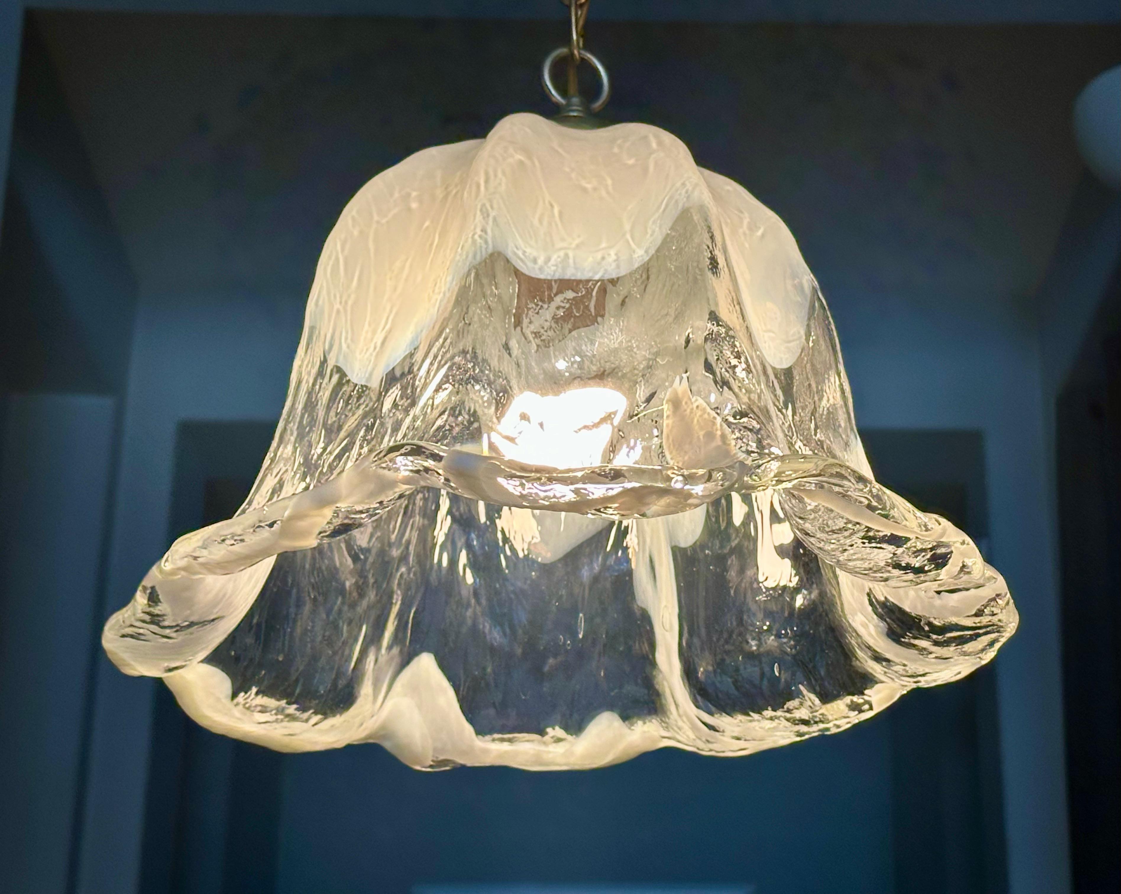 Murano Mazzega Glass Tulip Shaped Chandelier or Pendant For Sale 12