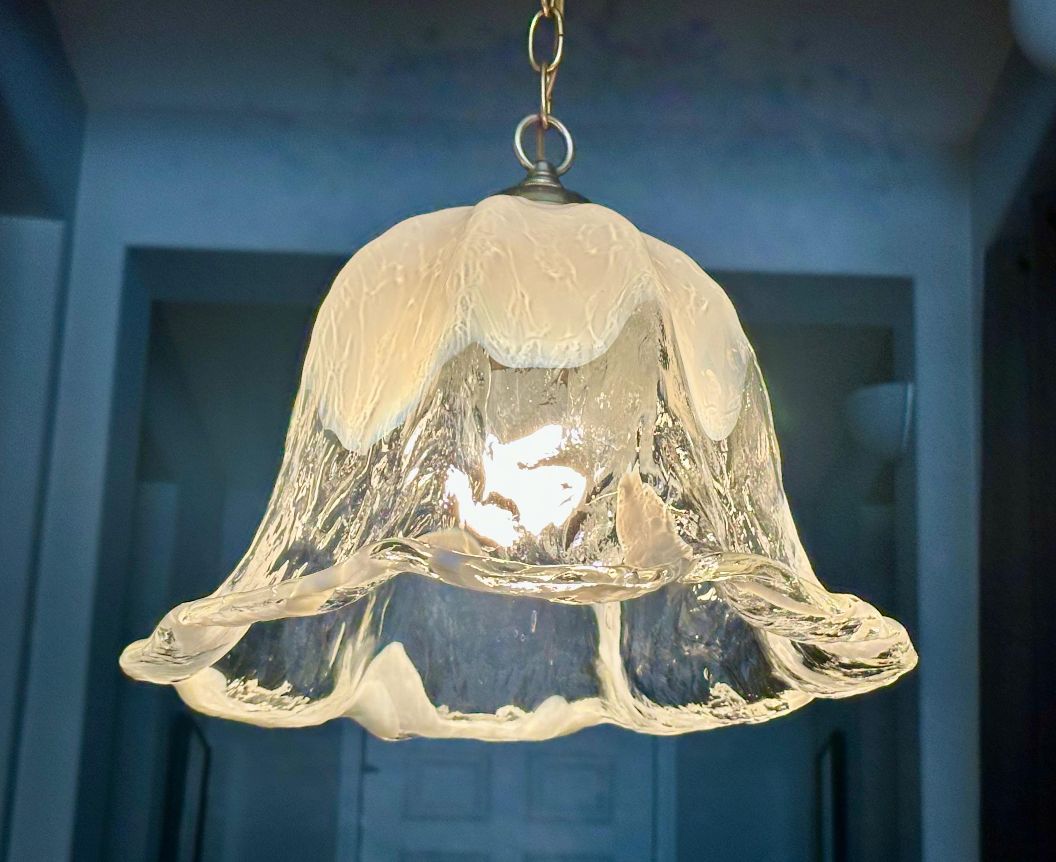 Murano Mazzega Glass Tulip Shaped Chandelier or Pendant For Sale 13