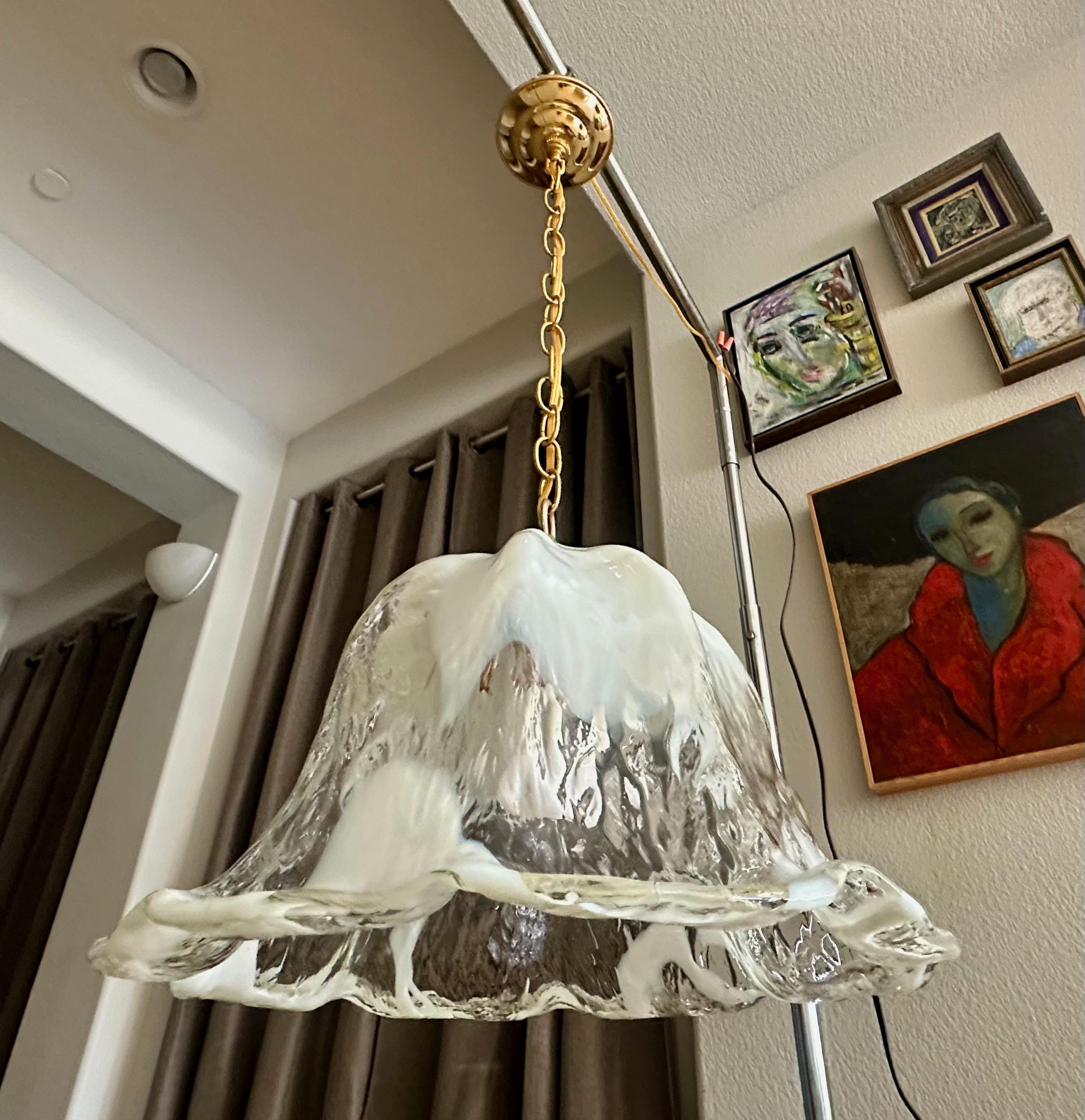 Murano Mazzega Glass Tulip Shaped Chandelier or Pendant For Sale 14