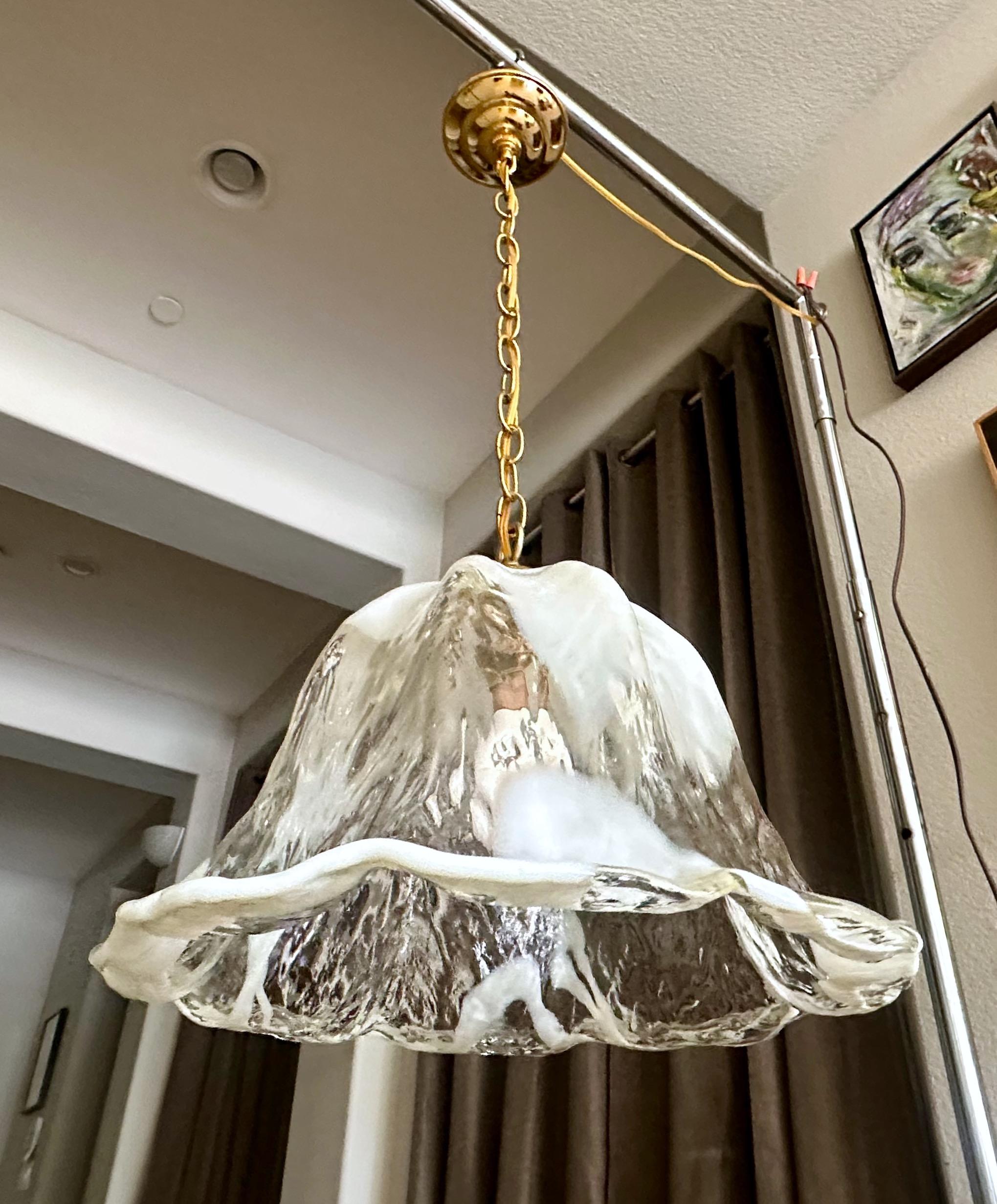 Italian Murano Mazzega Glass Tulip Shaped Chandelier or Pendant For Sale