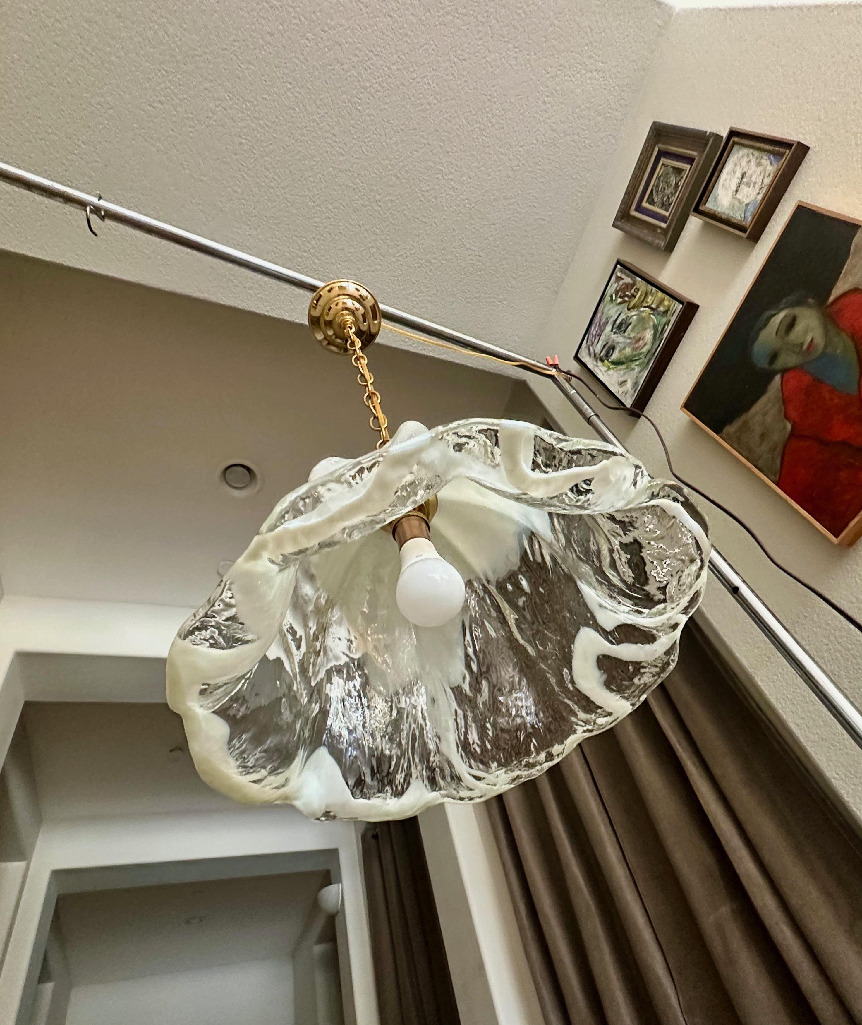 Murano Mazzega Glass Tulip Shaped Chandelier or Pendant For Sale 1