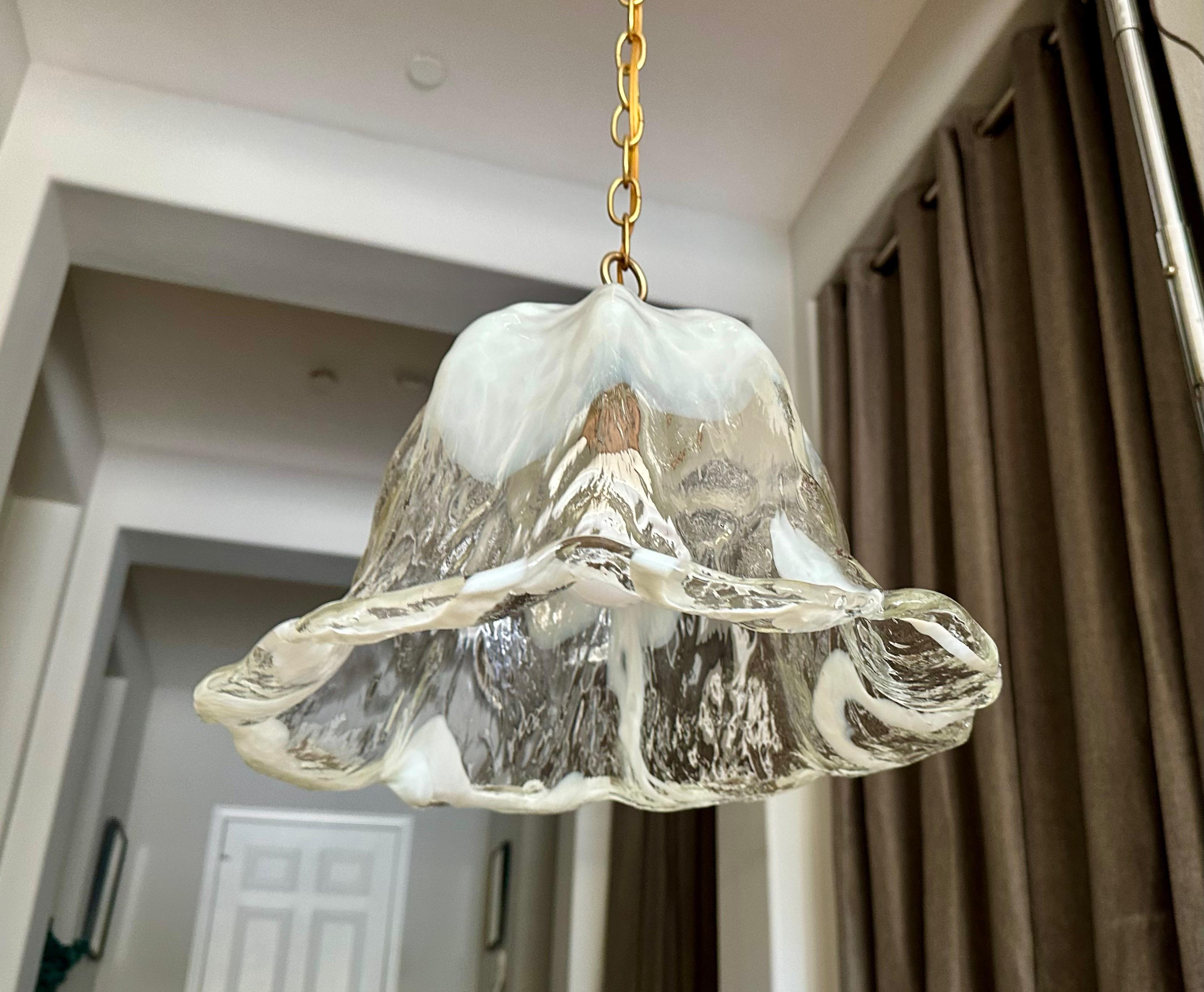 Murano Mazzega Glass Tulip Shaped Chandelier or Pendant For Sale 2