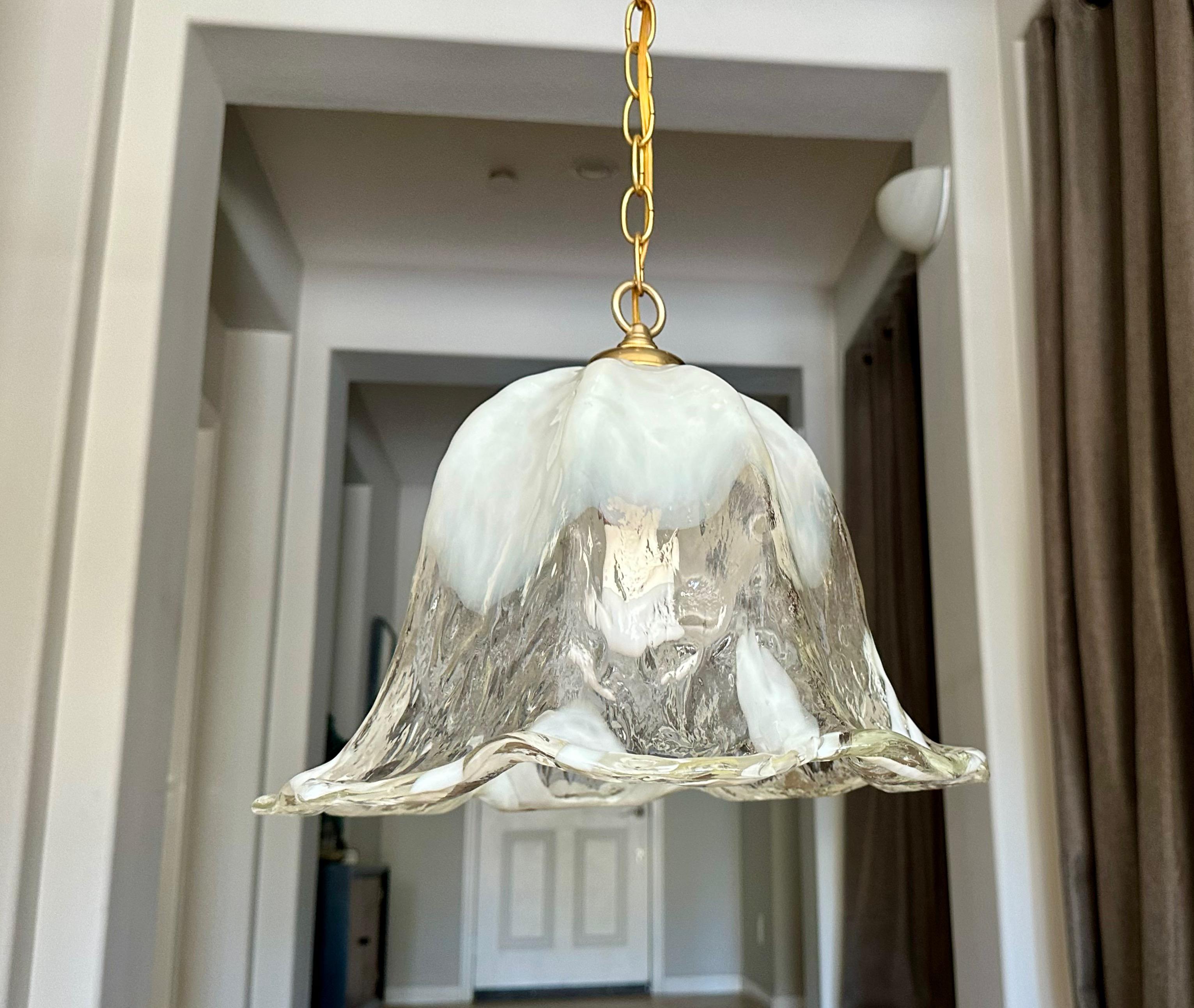 Murano Mazzega Glass Tulip Shaped Chandelier or Pendant For Sale 3