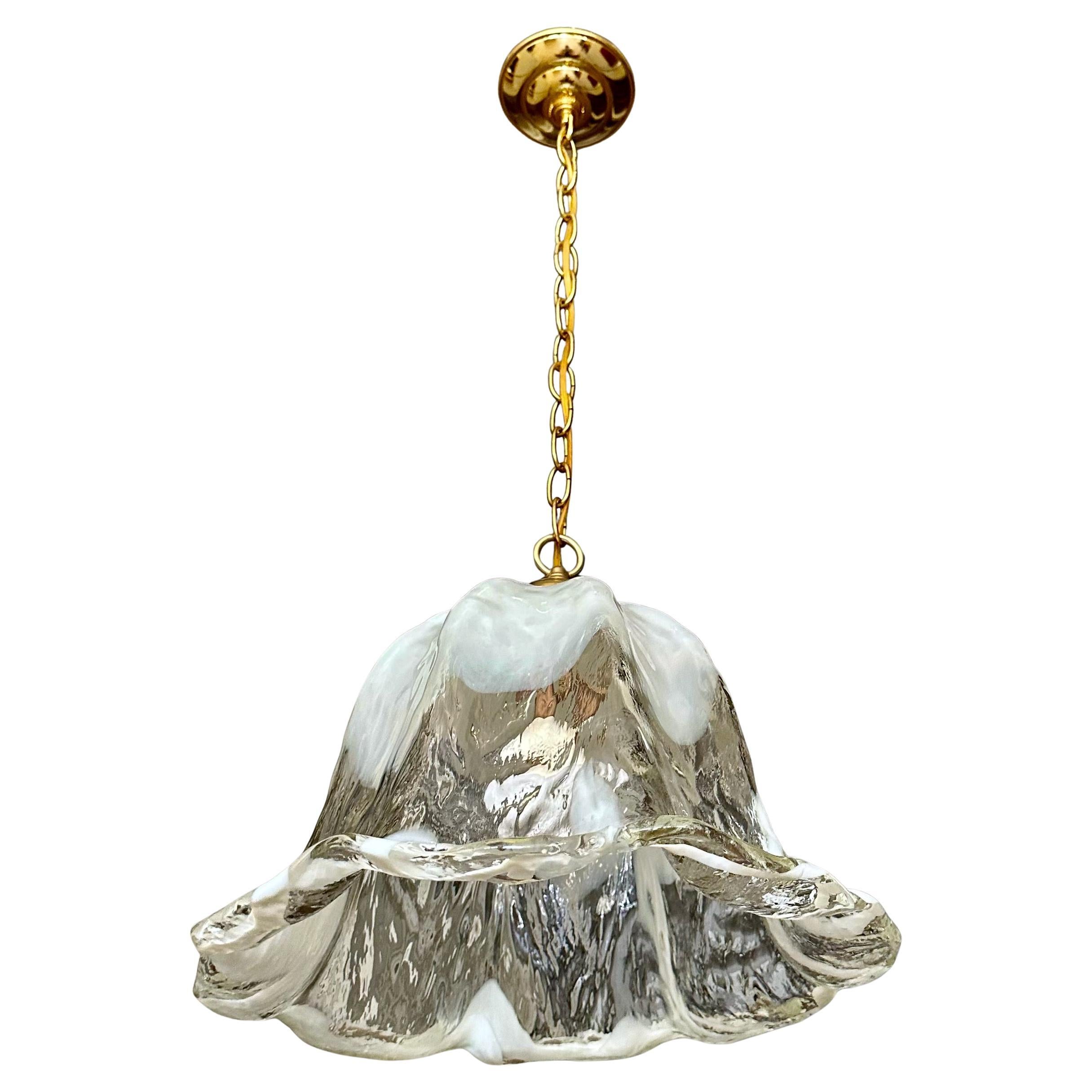 Murano Mazzega Glass Tulip Shaped Chandelier or Pendant For Sale