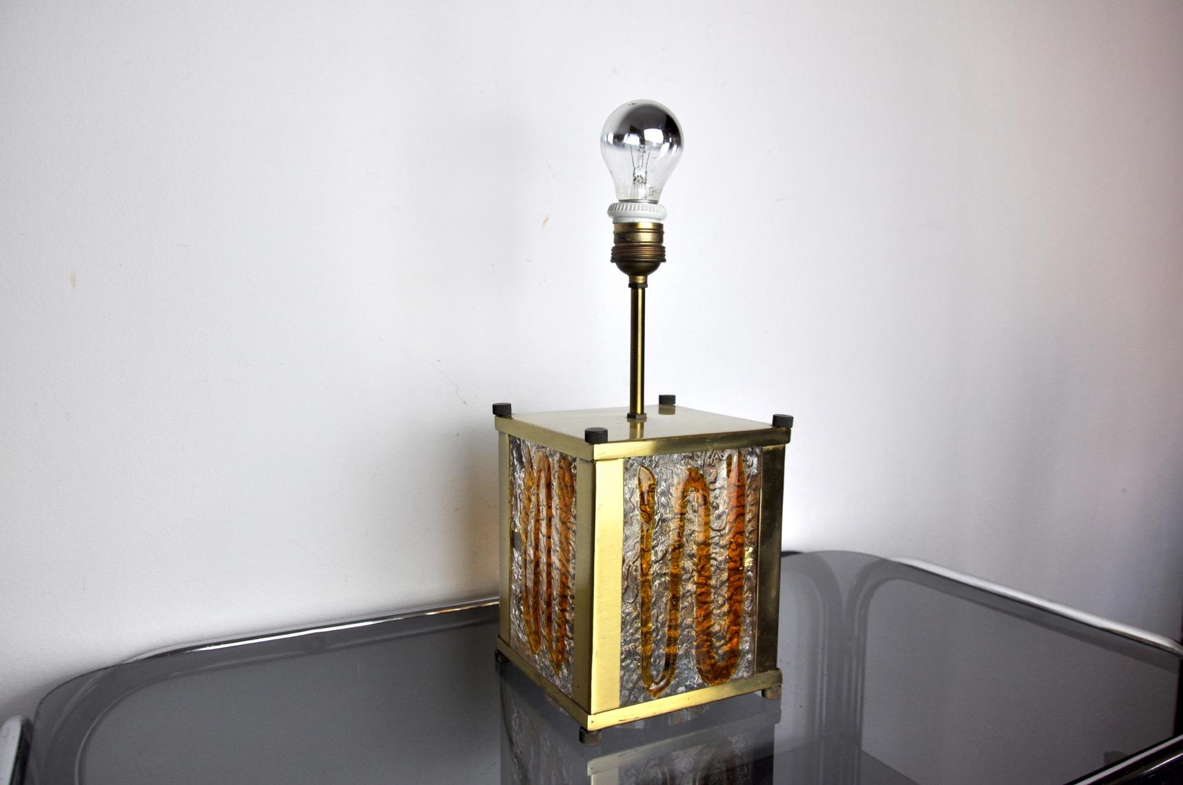 Murano-Mazega-Lampe, orangefarbenes mundgeblasenes Muranoglas, Italien, 1960 im Zustand „Gut“ im Angebot in BARCELONA, ES