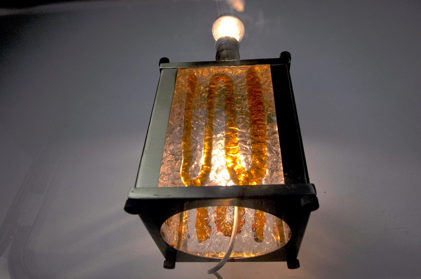 Murano Mazzega Lamp, Orange Murano Blown Glass, Italy, 1960 For Sale 1