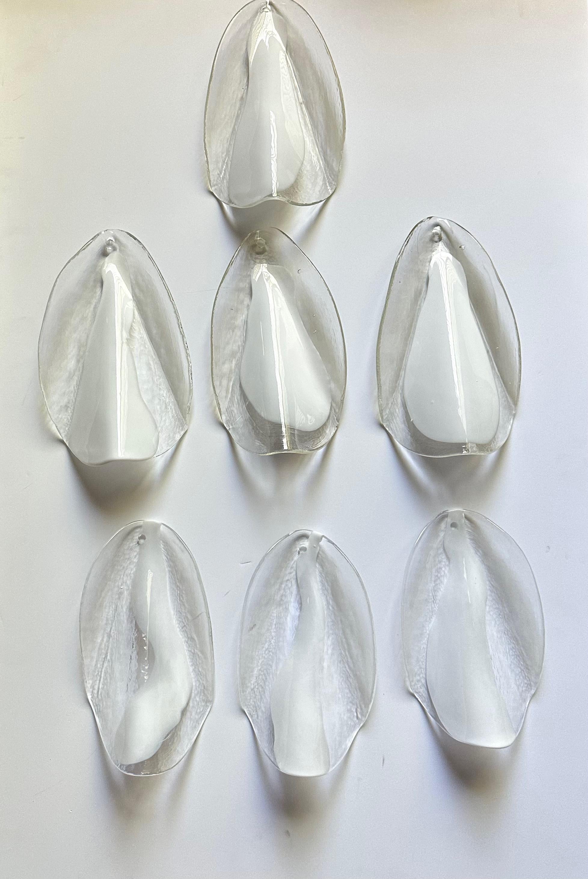 Murano Mazzega White & Clear Glass Wall Sconces For Sale 7