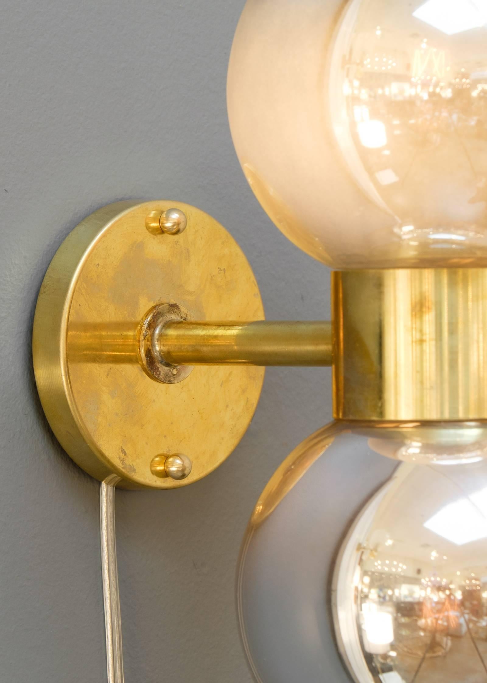 Murano Mercury Glass Globe Brass Sconces For Sale 2