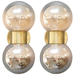 Murano Mercury Glass Globe Brass Sconces