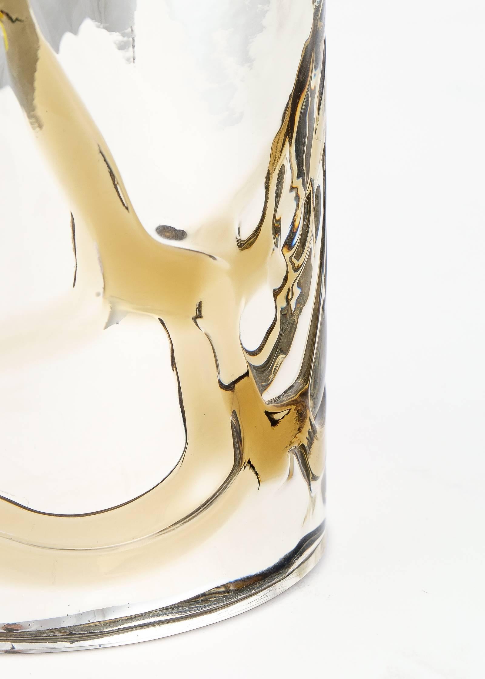 Murano Mercury Glass Lamps with Amber Swirls For Sale 3
