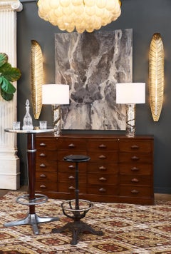 Murano Mercury Glass Lamps with Amber Swirls