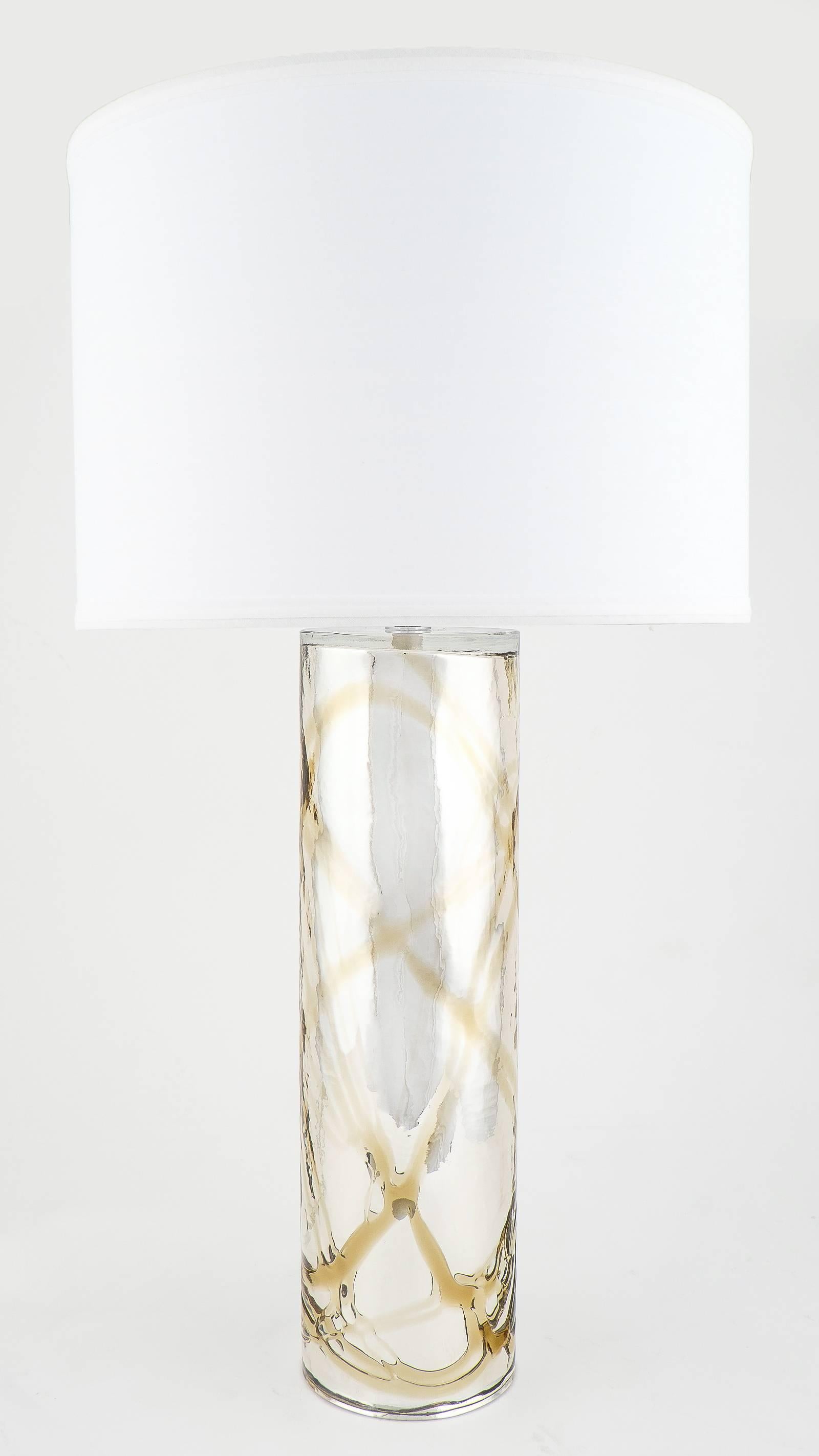 Lampen aus Muranoglas mit Bernsteinwirbeln aus Mercuryglas im Zustand „Hervorragend“ im Angebot in Austin, TX