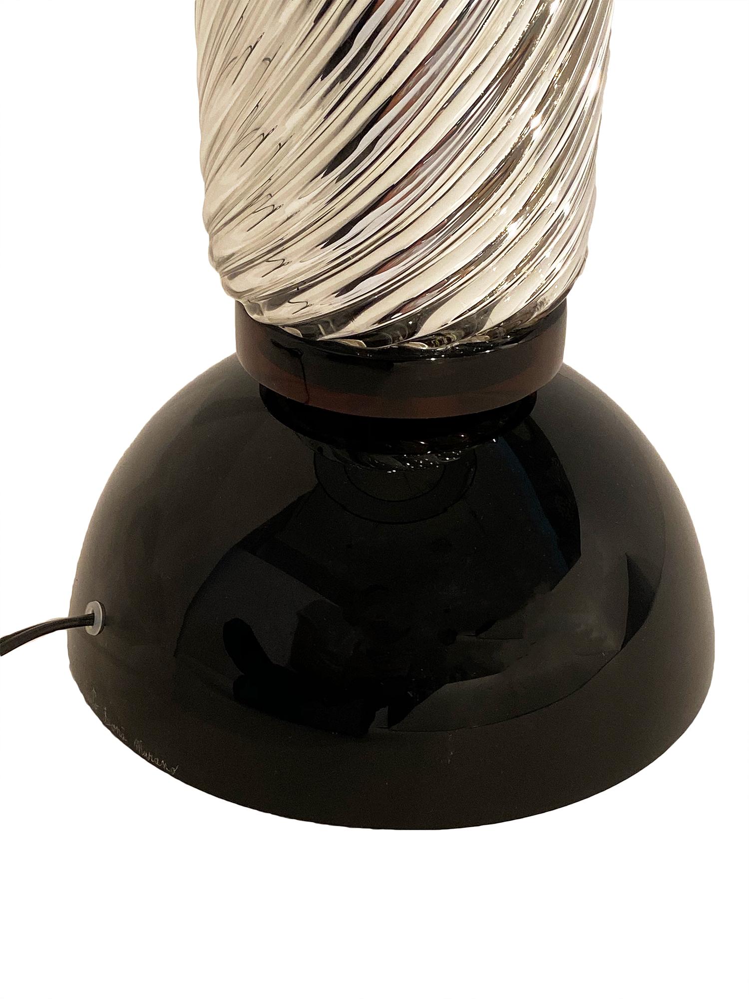 Murano Mercury Glass Spiral Lamps In Excellent Condition For Sale In Austin, TX