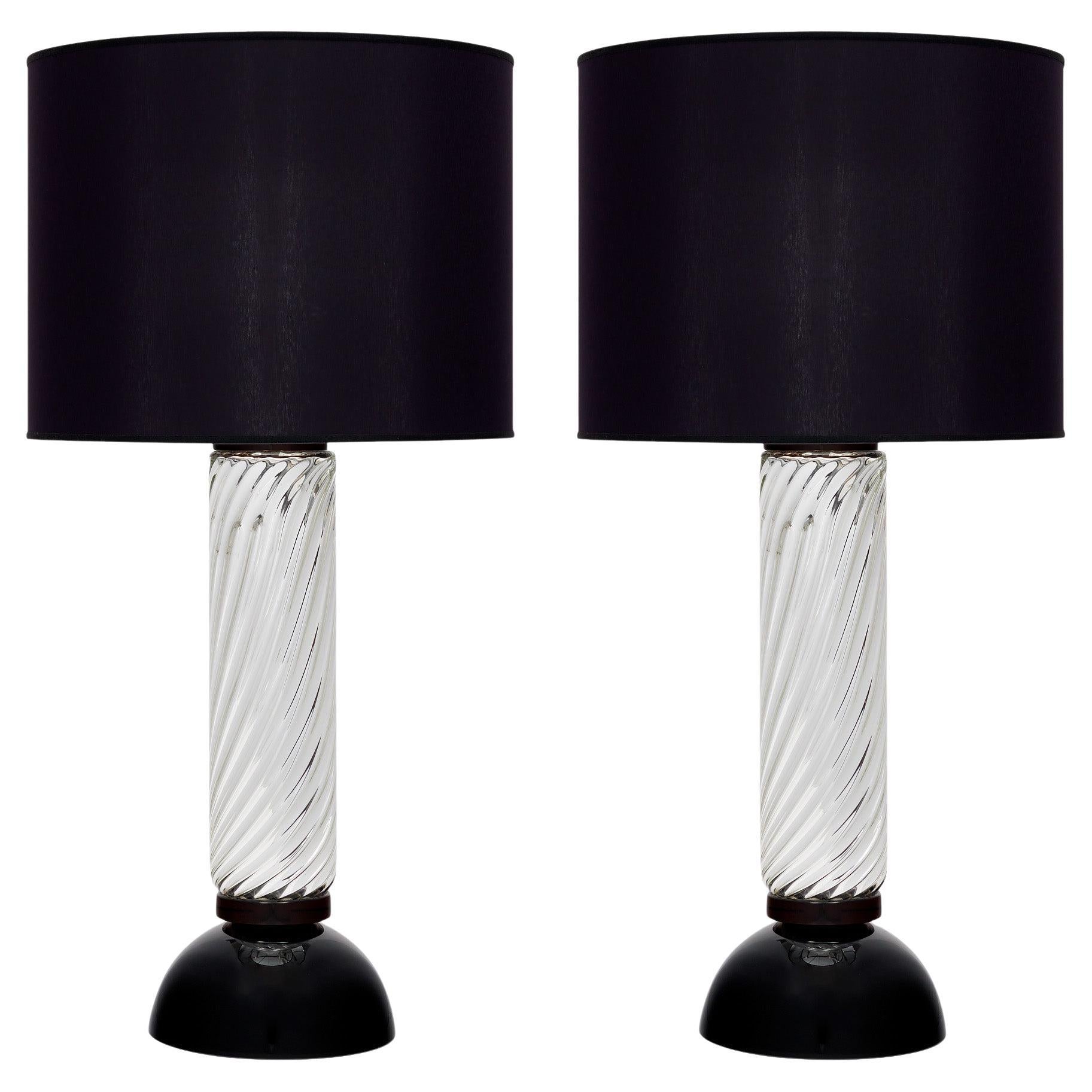 Murano Mercury Glass Spiral Lamps For Sale