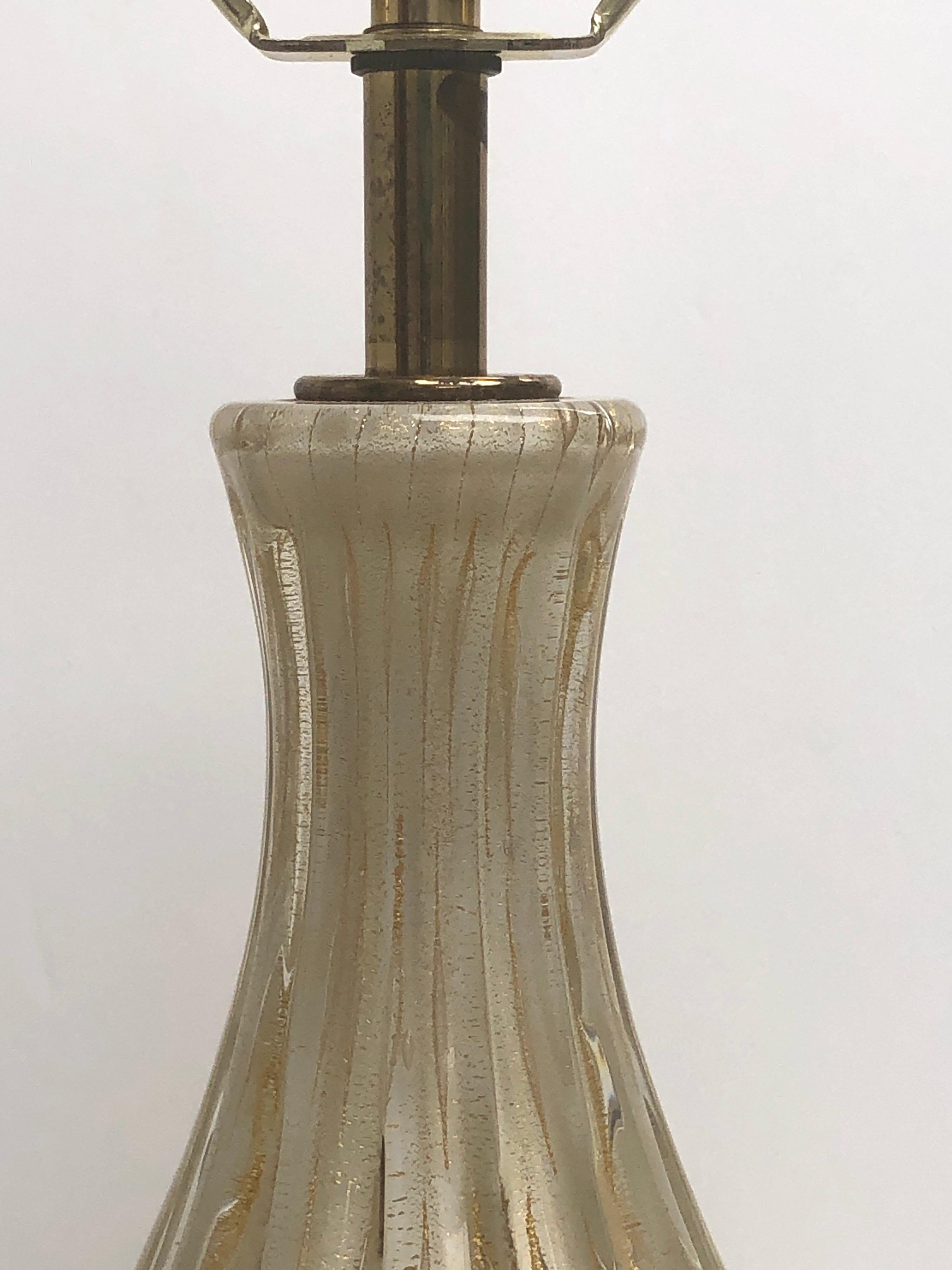 Murano Midcentury Art Glass Table Lamp, 1950s In Good Condition In Miami, FL