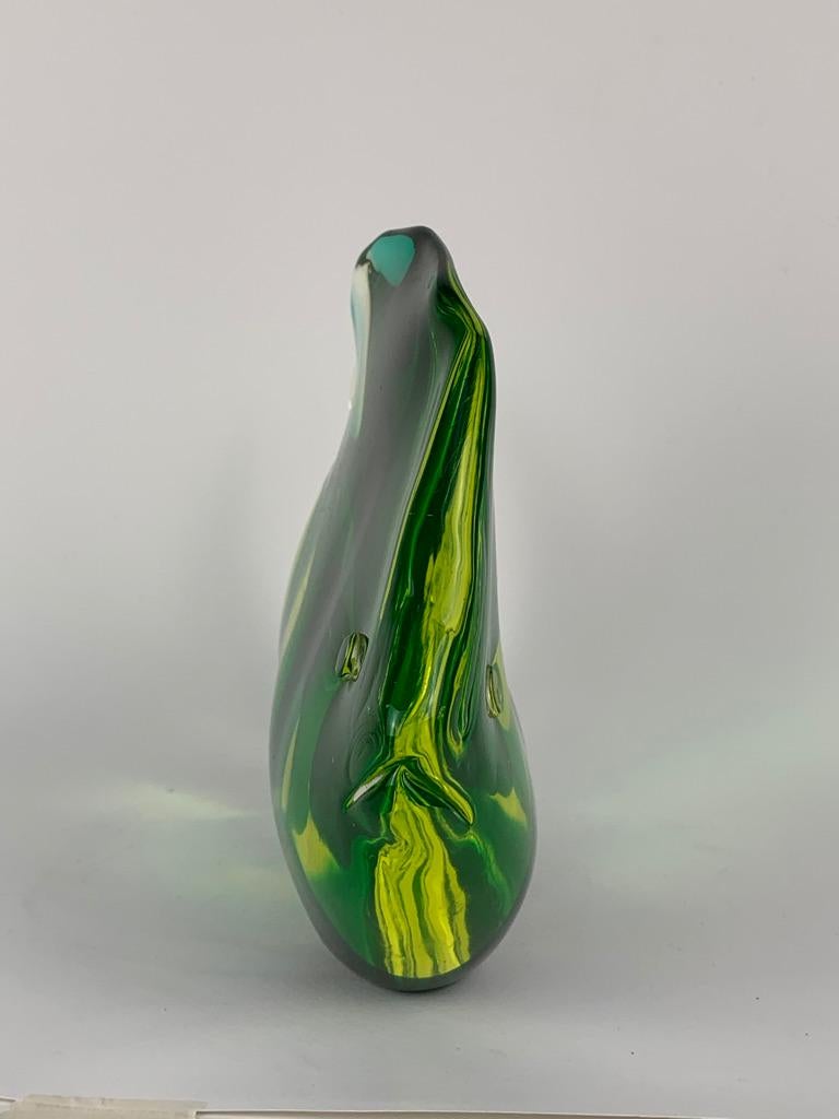 Murano Mid Century Glass Fish with Green Bends 6