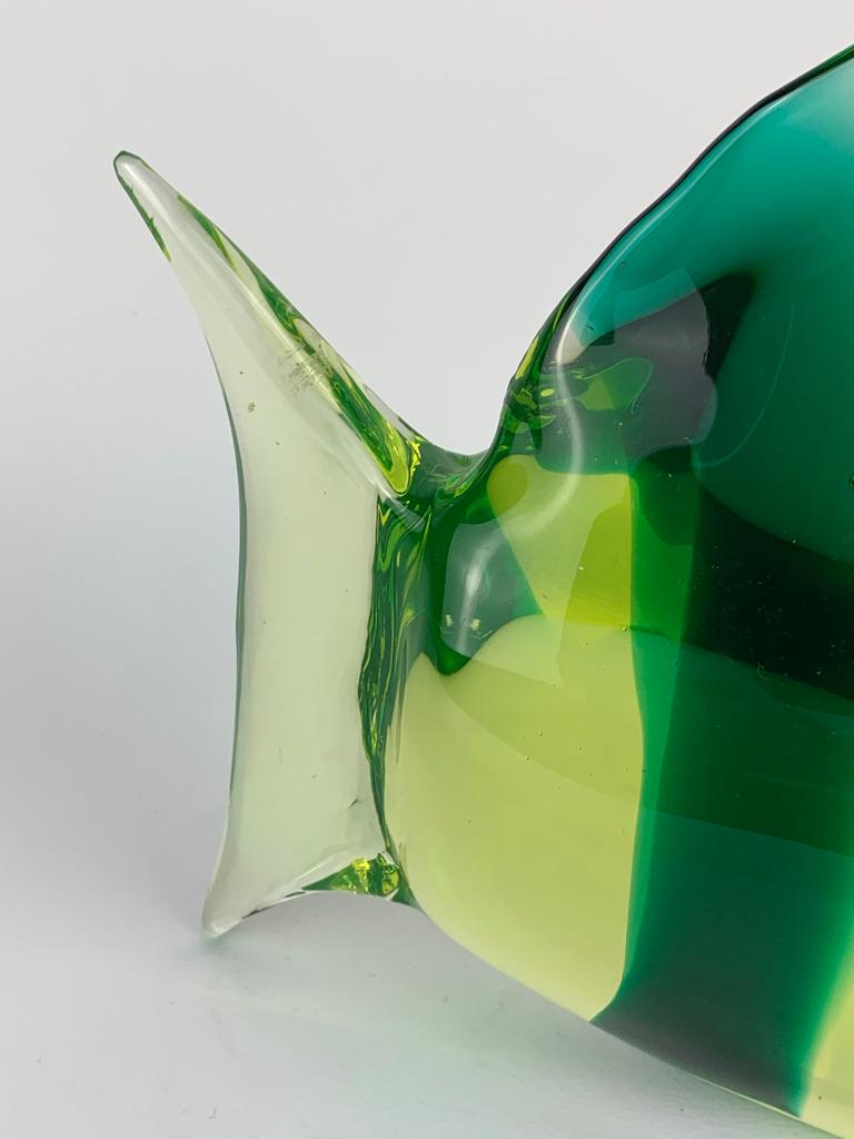 Murano Mid Century Glass Fish with Green Bends 9