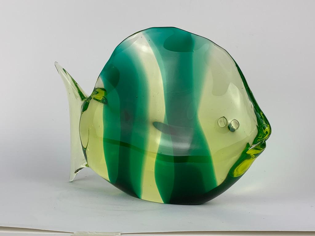 Mid-20th Century Murano Mid Century Glass Fish with Green Bends