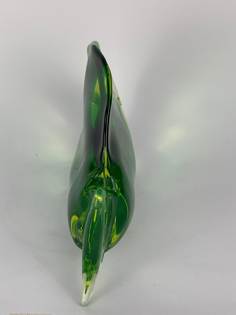 Murano Mid Century Glass Fish with Green Bends 2