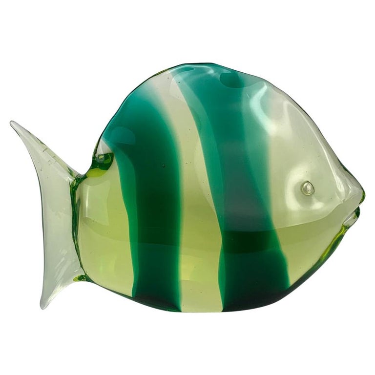 Murano Mid Century Glass Fish with Green Bends at 1stDibs