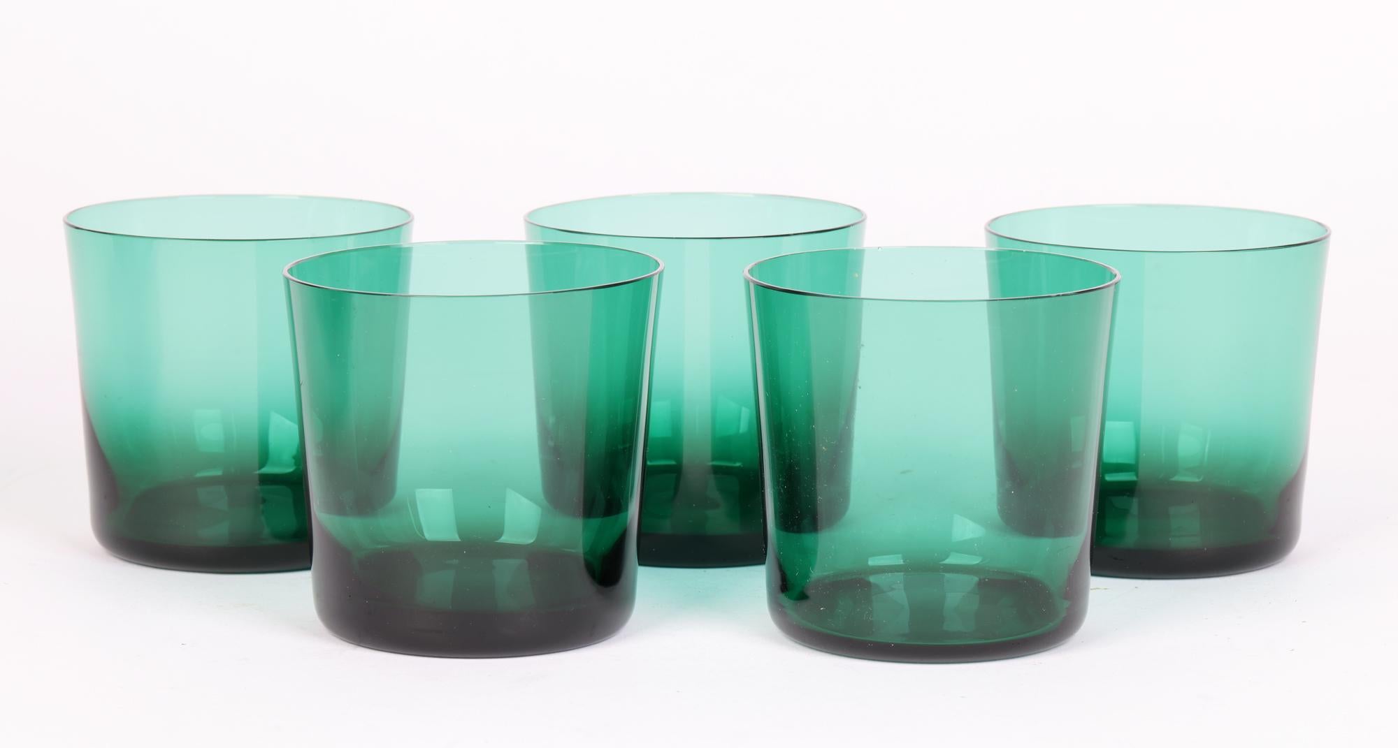 Murano Mid-Century Green Glass Lemonade Set with Jug & Five Glasses For Sale 7