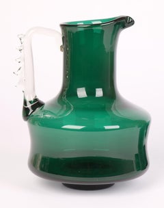 Murano Mid-Century Green Glass Lemonade Set with Jug & Five Glasses