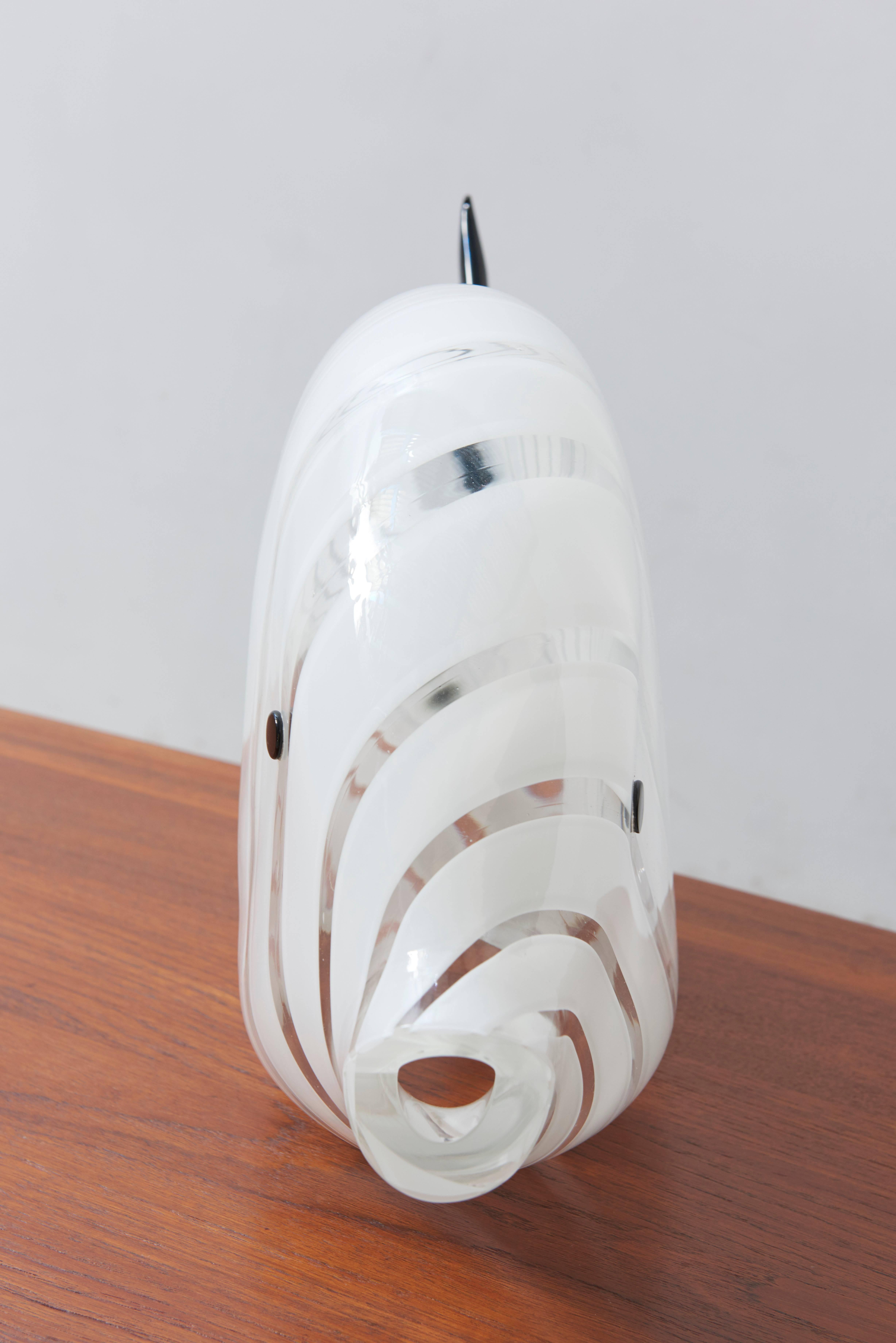 Italian Murano Mid-Century Modern Large Glass Fish Table Lamp, Italy, 1970s