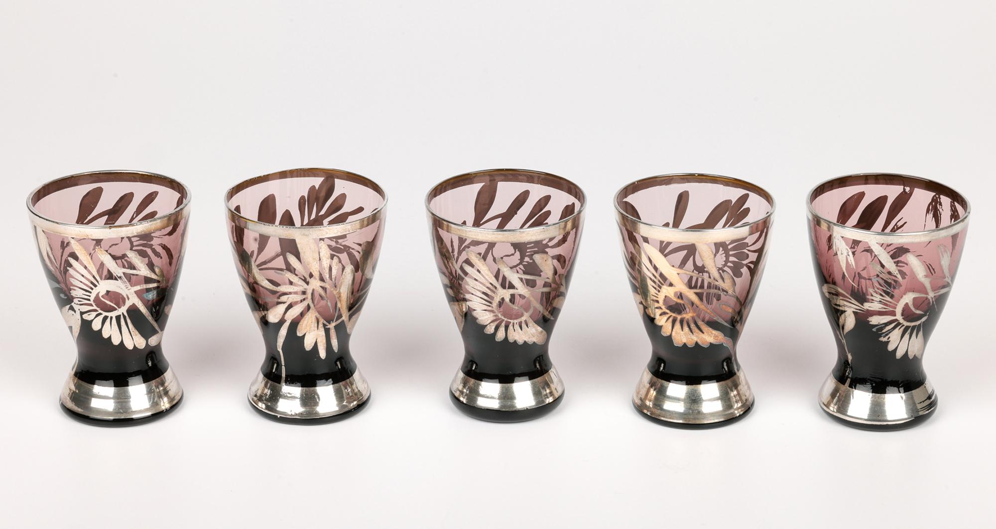 Carafe et verres à liqueur en verre superposé du milieu du siècle à Murano en vente 5