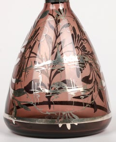 Murano Mid-Century Overlay Glass Liquer Decanter and Glasses