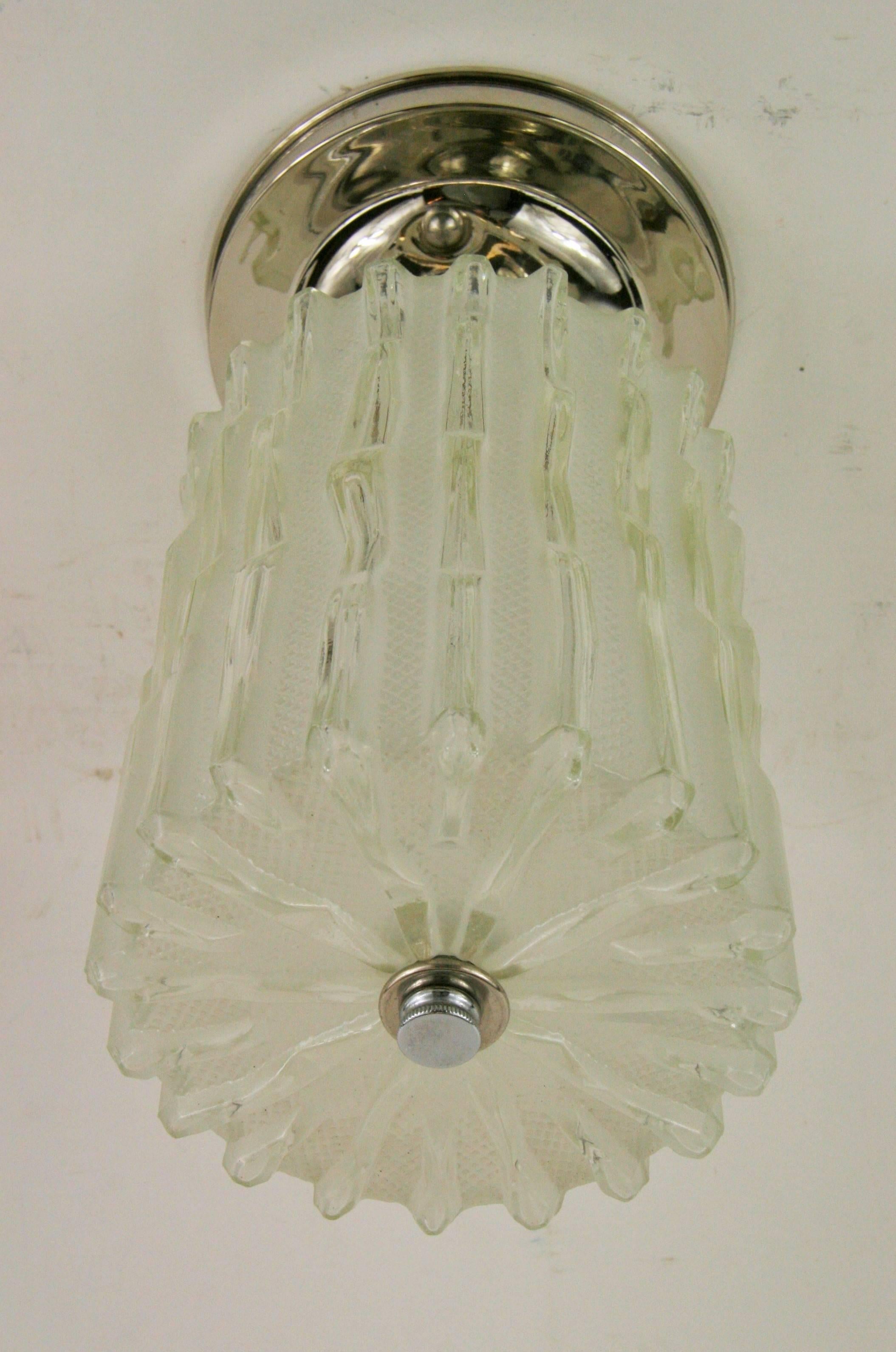 Mid Century Murano Glass Ceiling Light(4 available) In Good Condition For Sale In Douglas Manor, NY