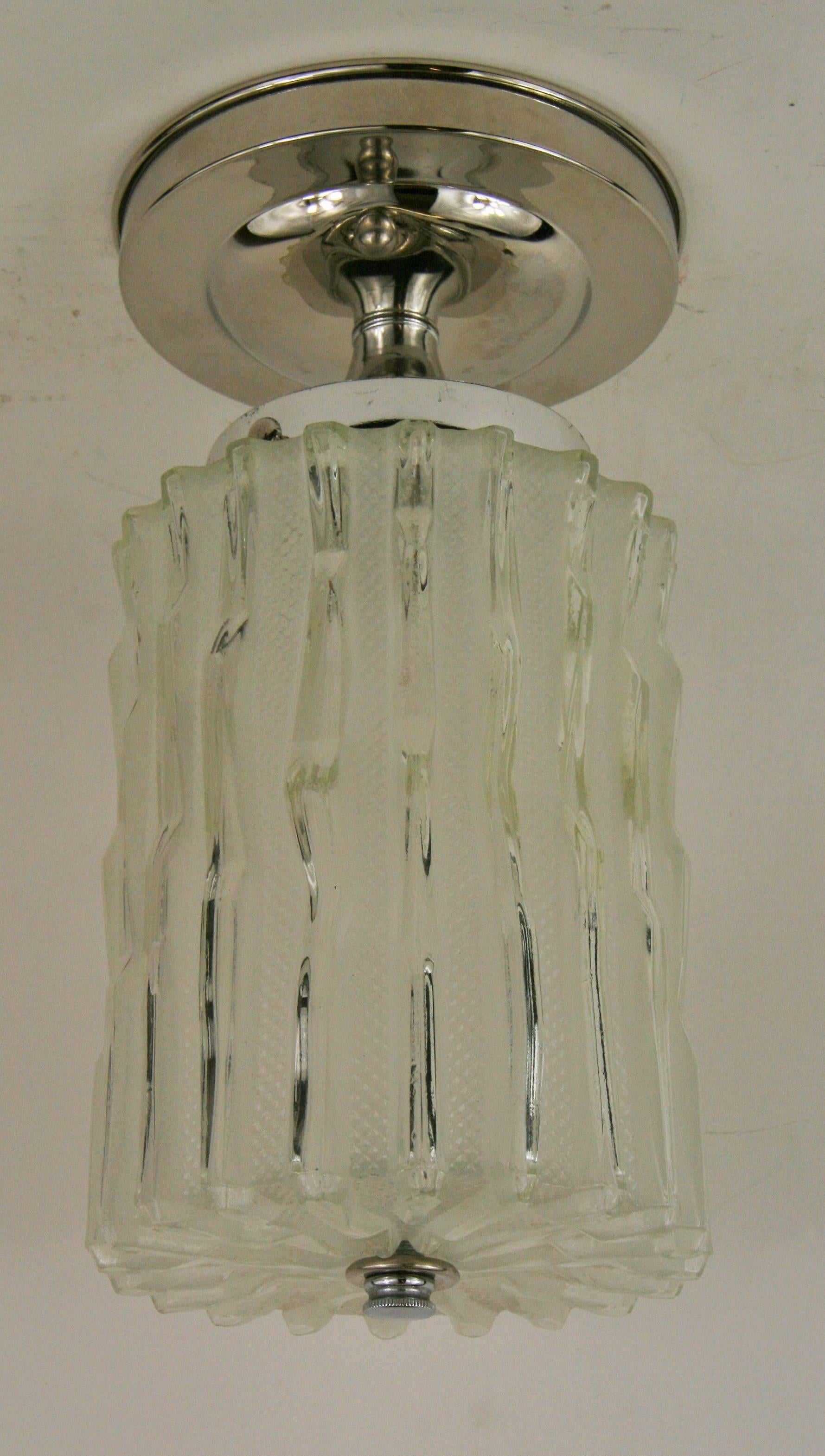  Kalmar Mid Century Murano Glass Ceiling Light(5 available) In Good Condition For Sale In Douglas Manor, NY