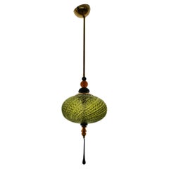 Lanterne italiane in vetro verde soffiato di Murano del Medioevo, 2000
