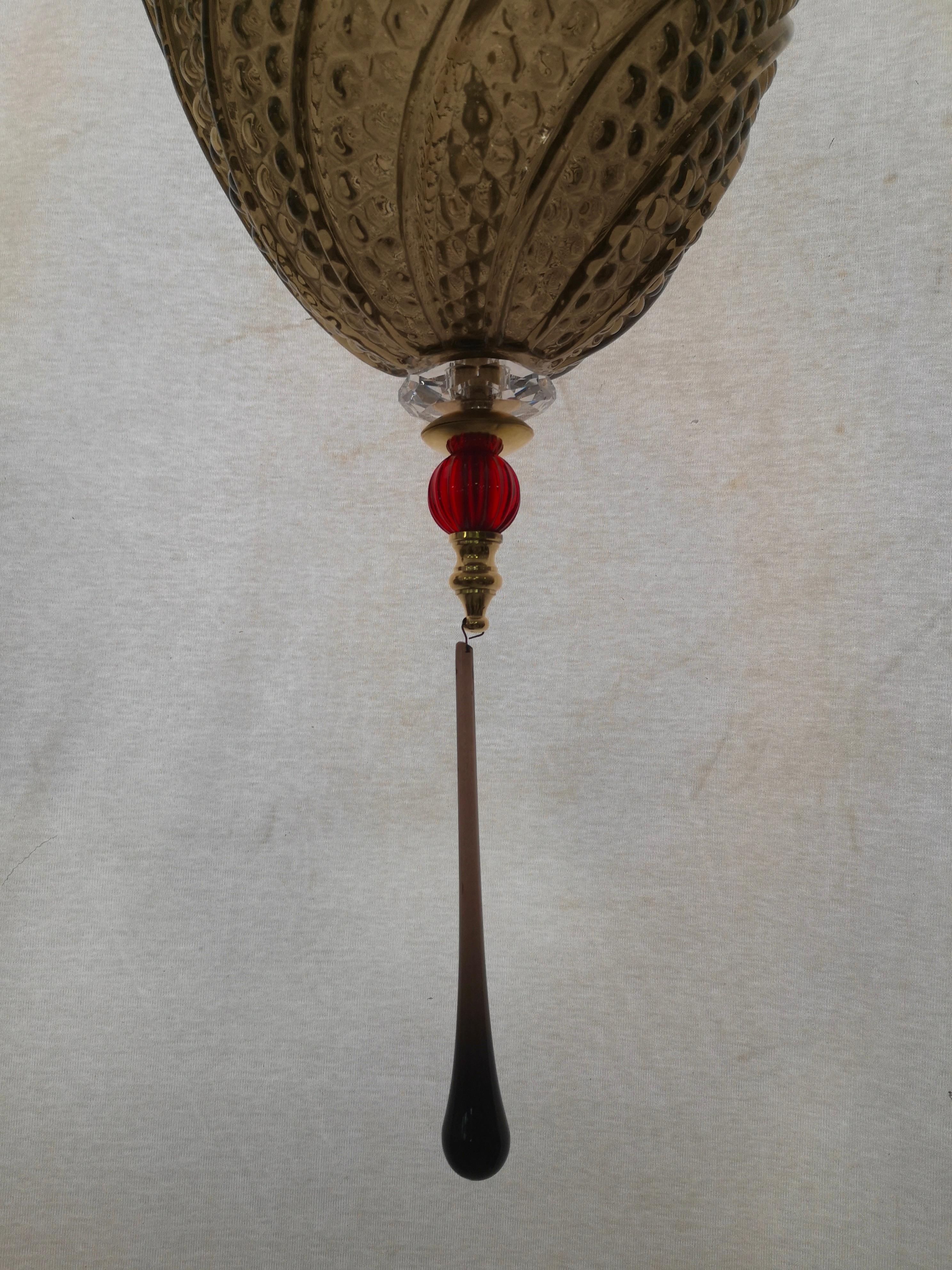 Contemporary Murano Midcentury Blown Smoked Glass Italian Lanterns, 2000 For Sale